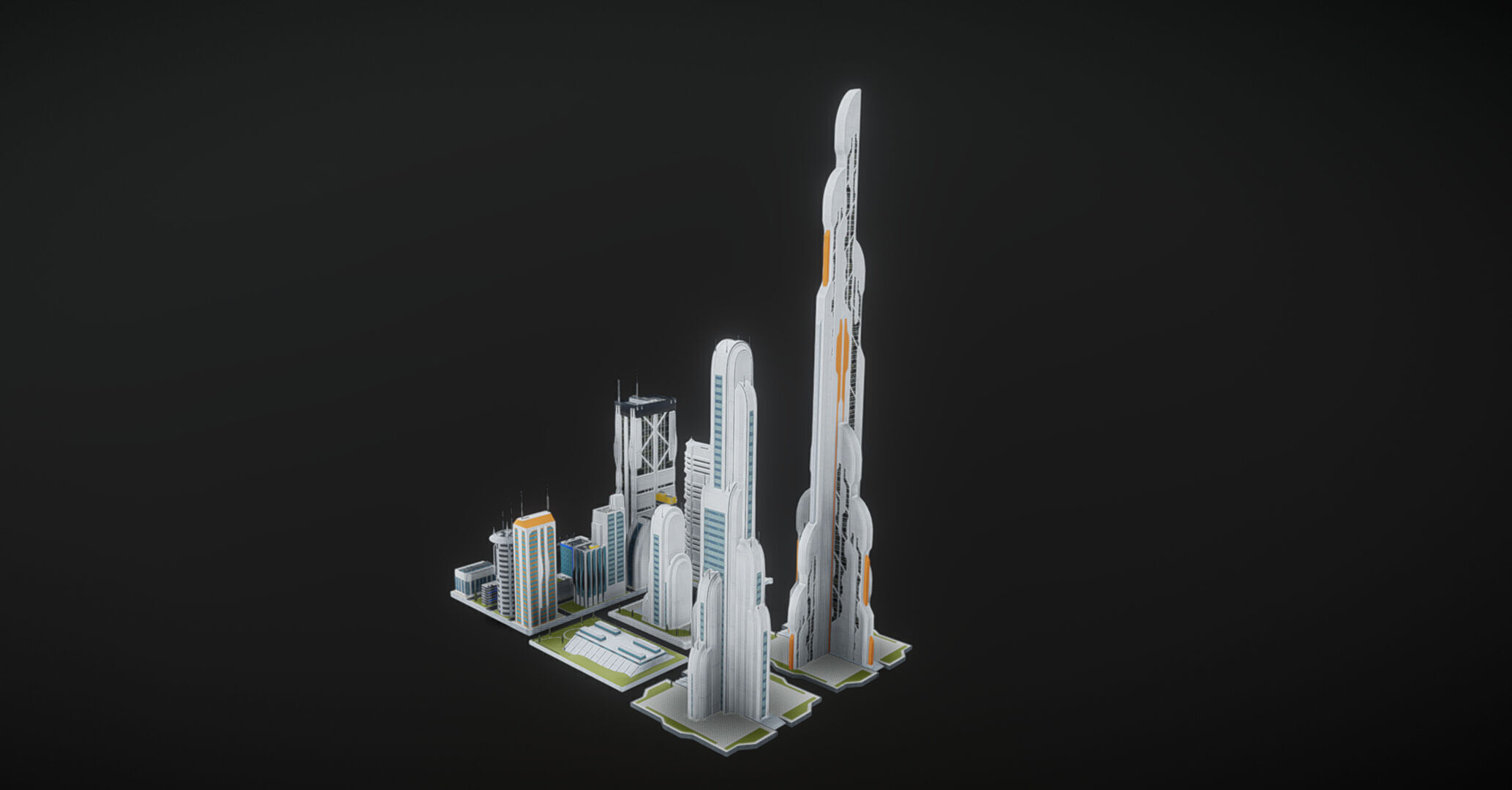 Future urban architecture in science fiction A02 3D model_3