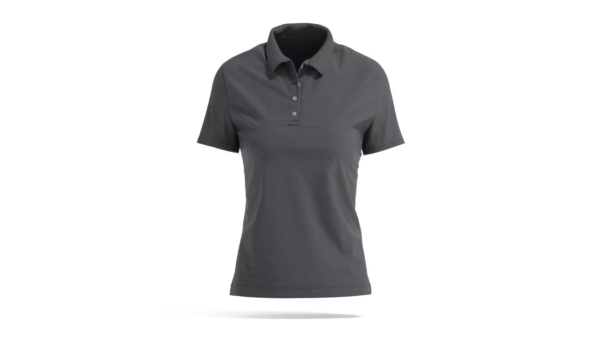 Black Womens Polo Shirt - sport female tshirt with collar 3D model
