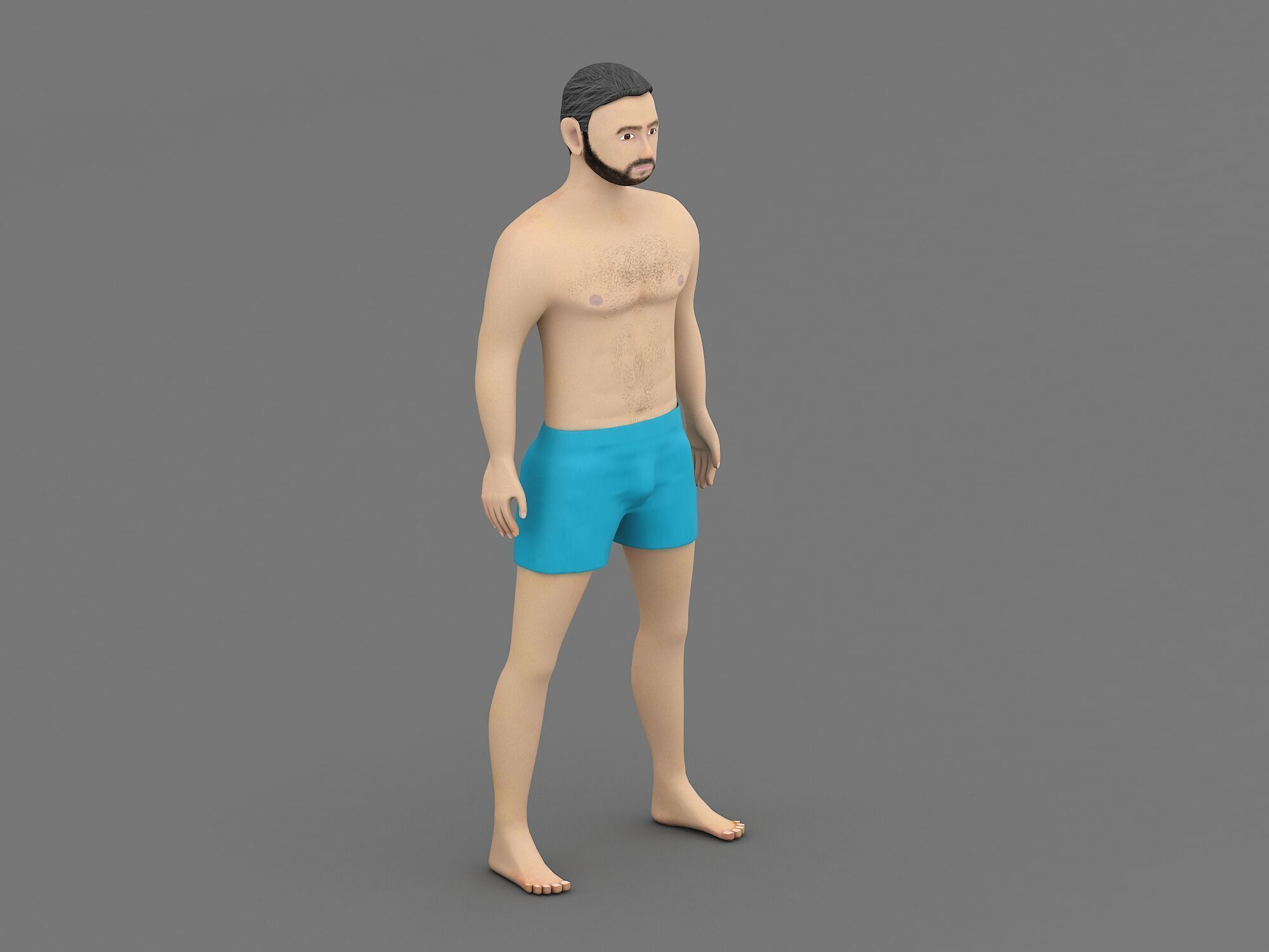 Man in shorts 3D model_1