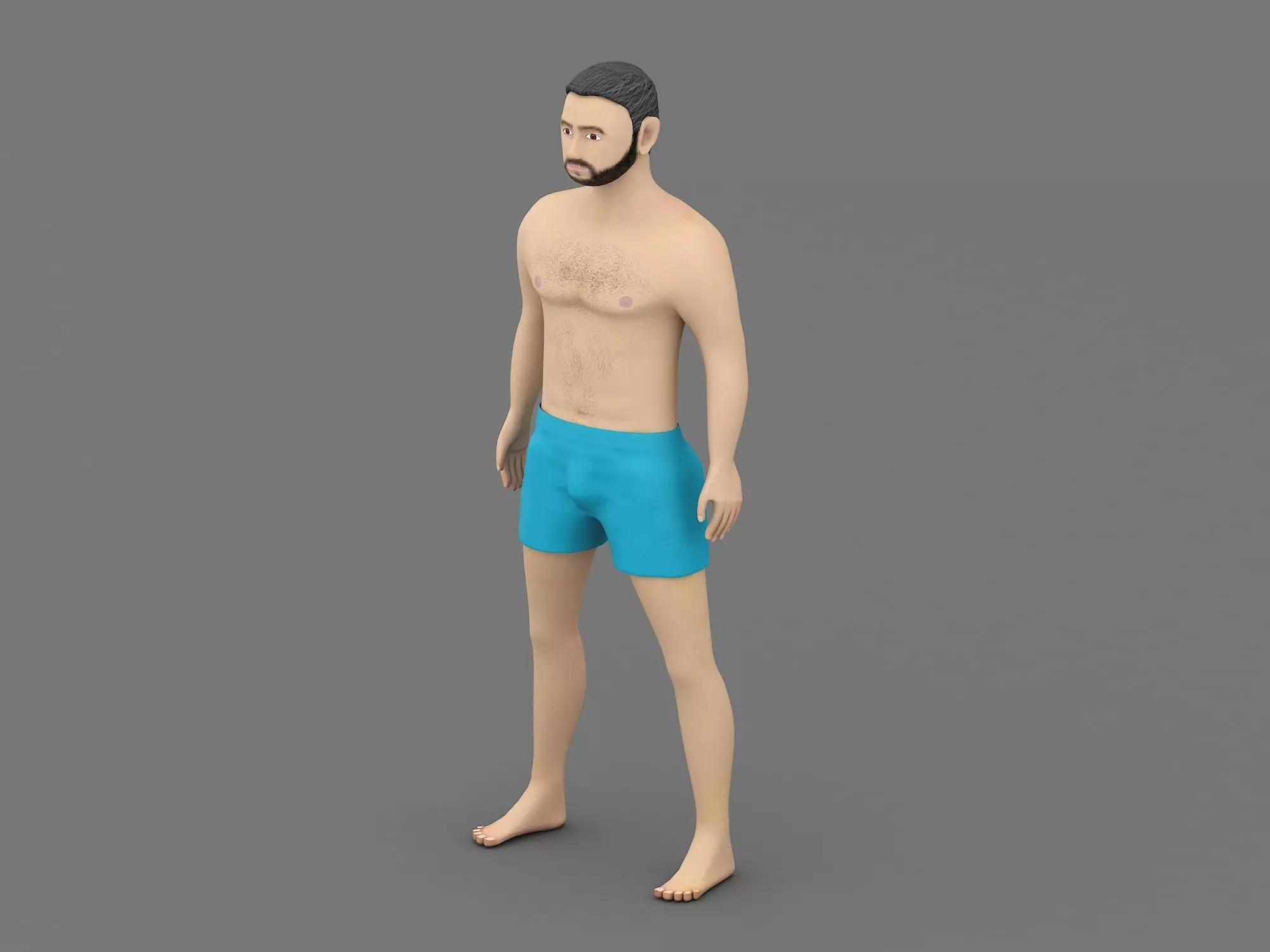 Man in shorts 3D model_0