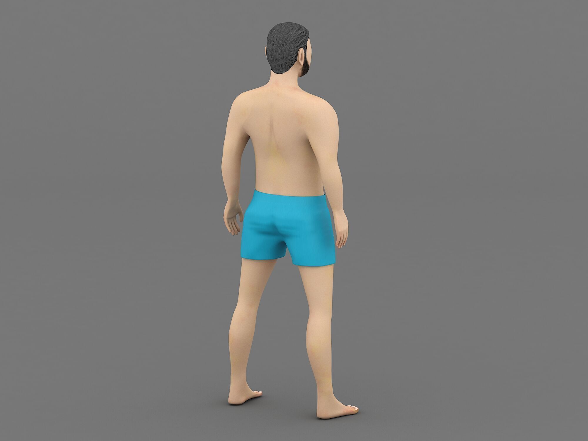 Man in shorts 3D model_4