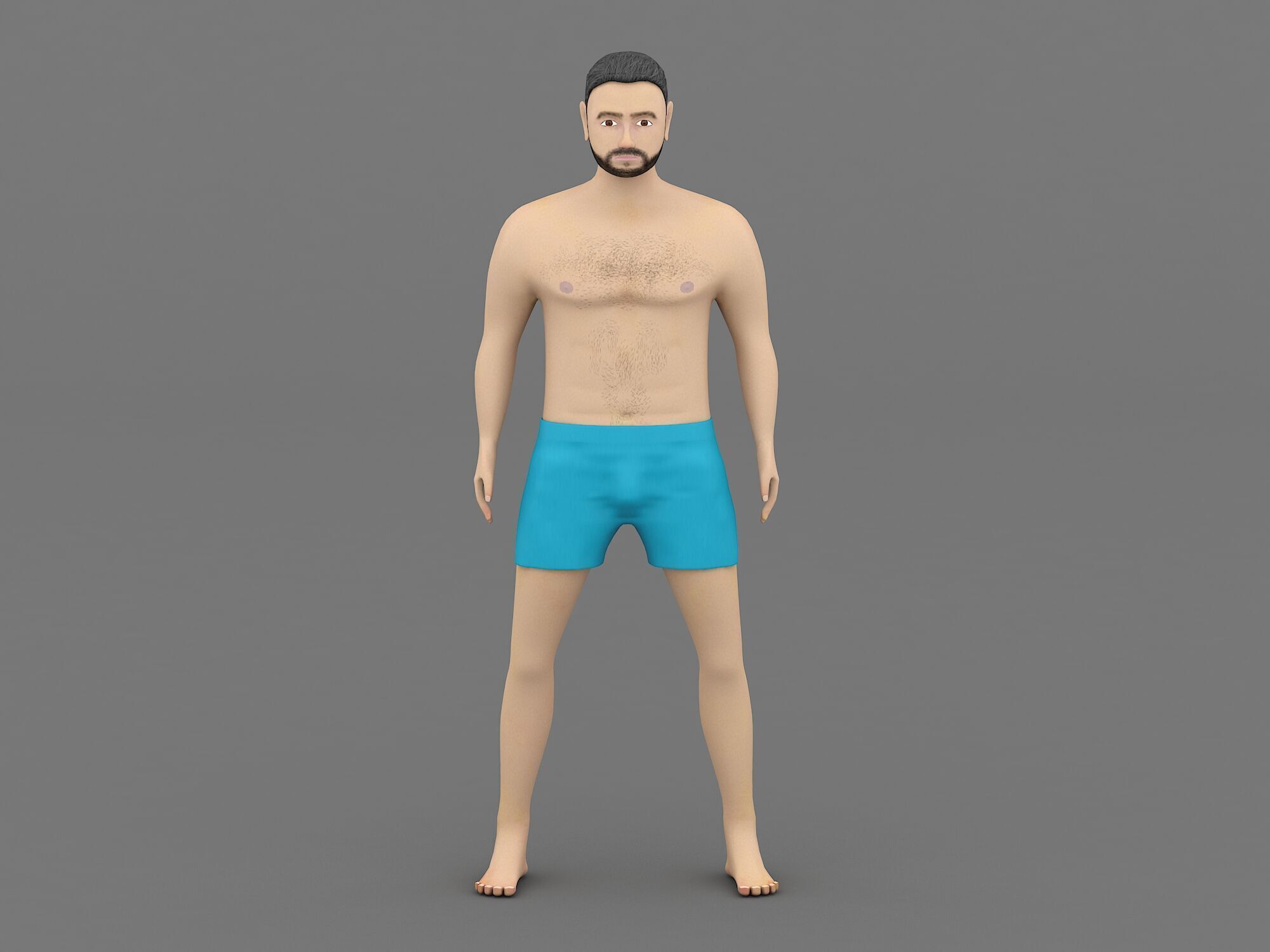 Man in shorts 3D model_2