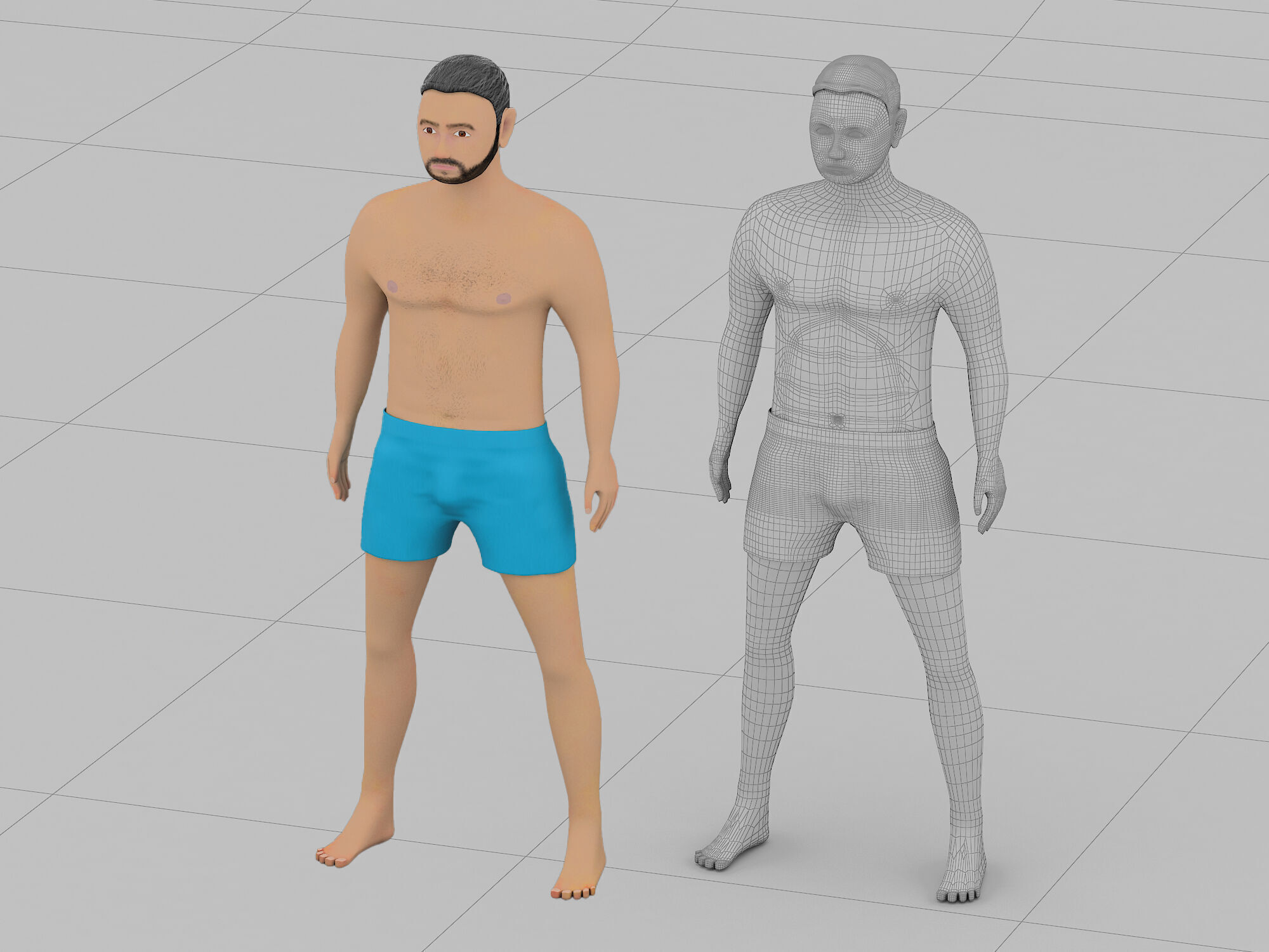 Man in shorts 3D model_9