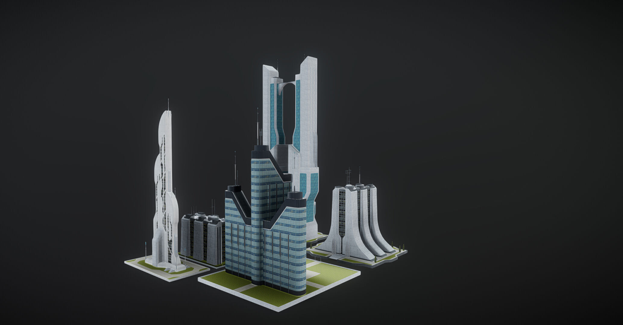 Future urban architecture in science fiction A04 3D model_3