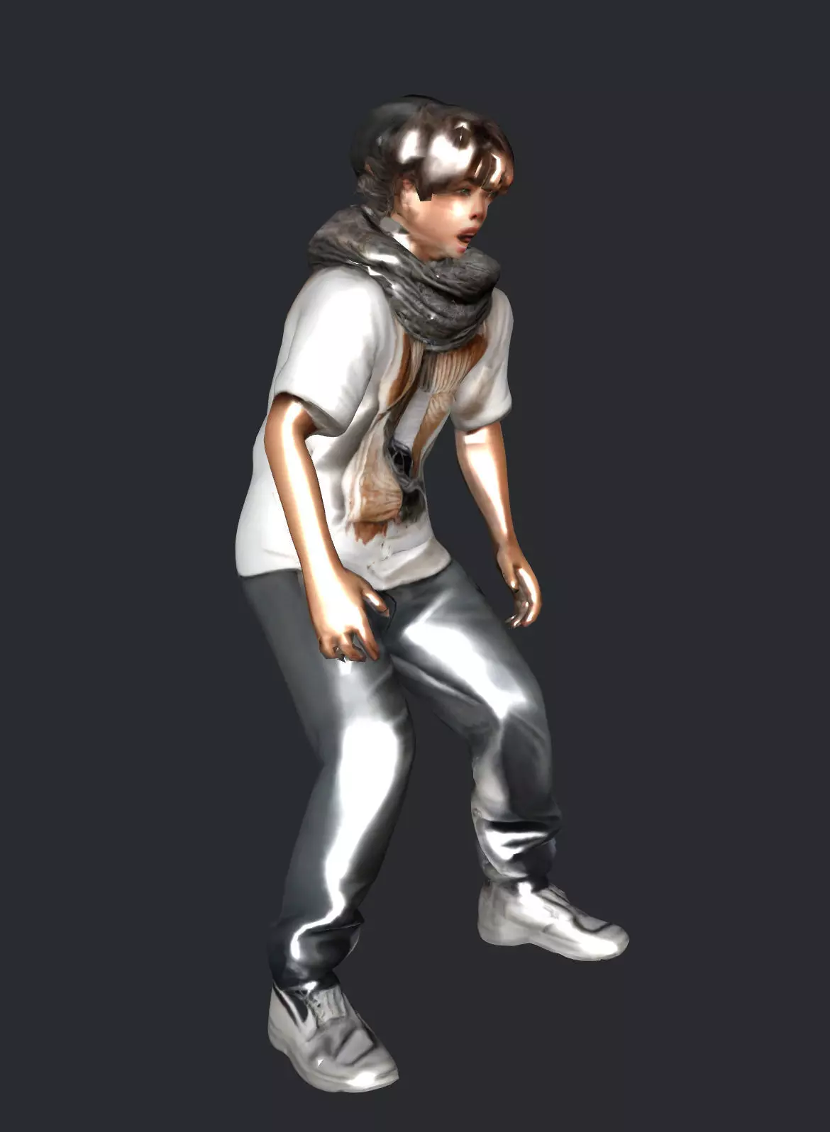 Surprised boy low poly 3D model_0