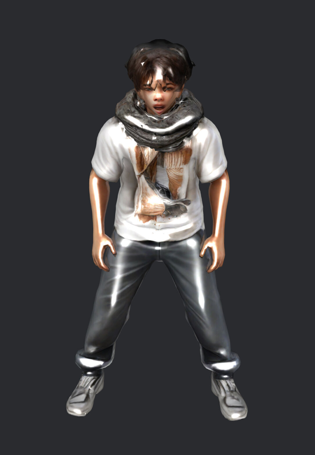 Surprised boy low poly 3D model_1