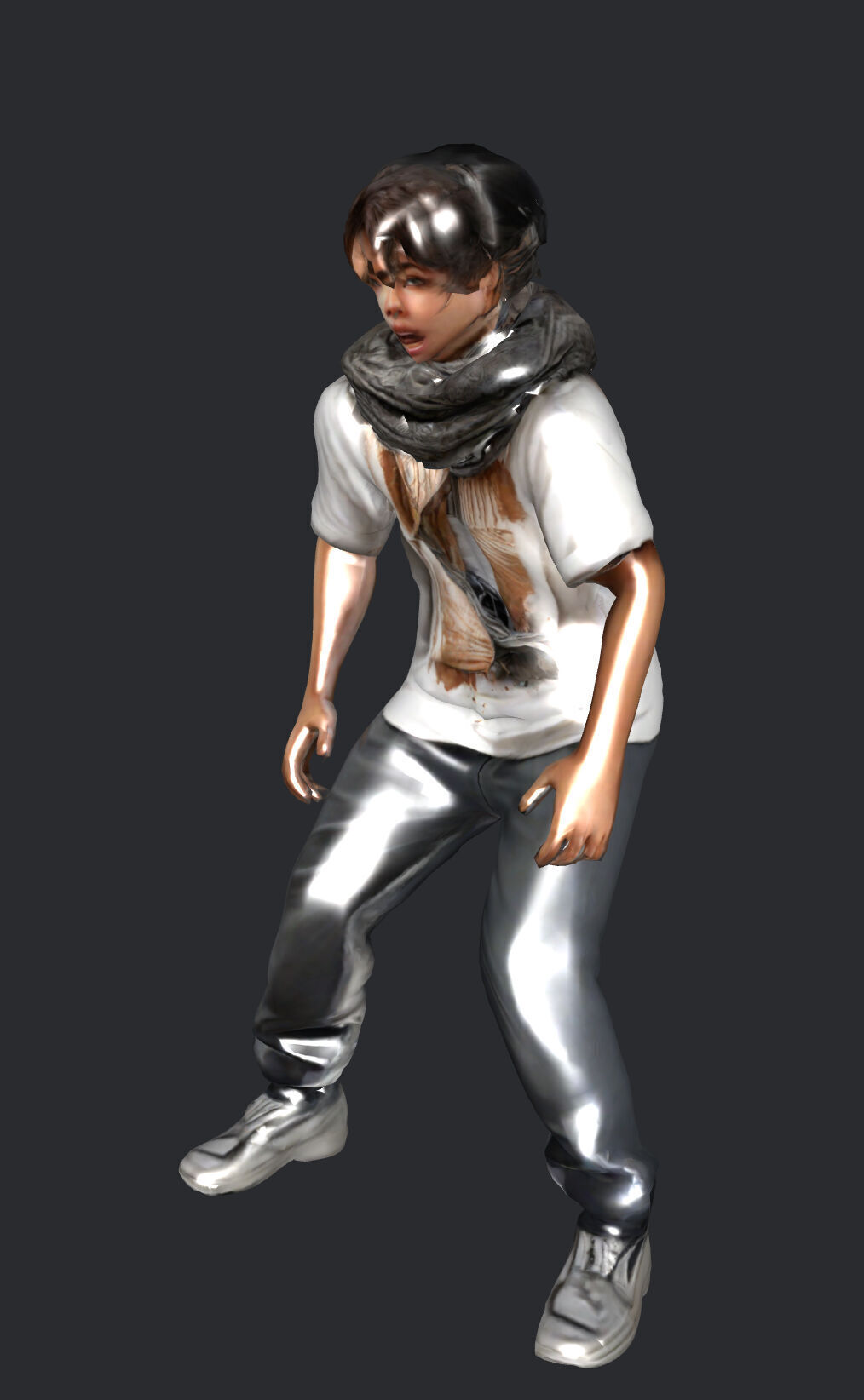 Surprised boy low poly 3D model_2