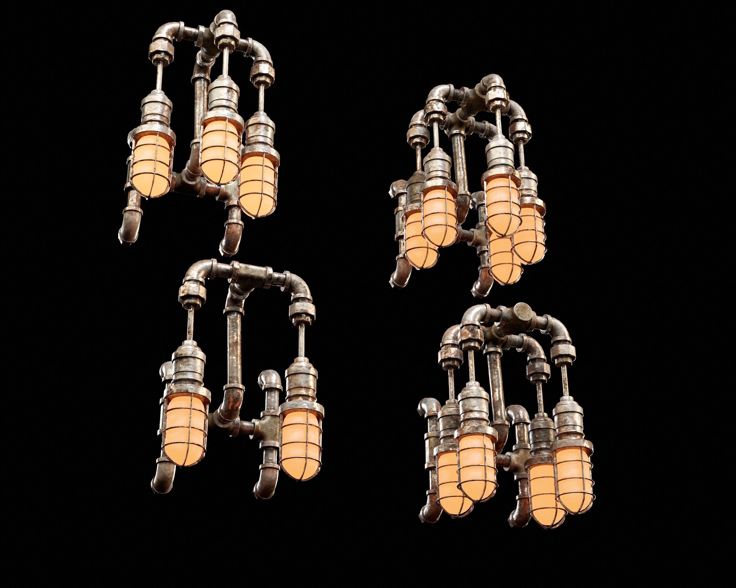 Sci-Fi Utility Light Set Low-poly 3D model_10