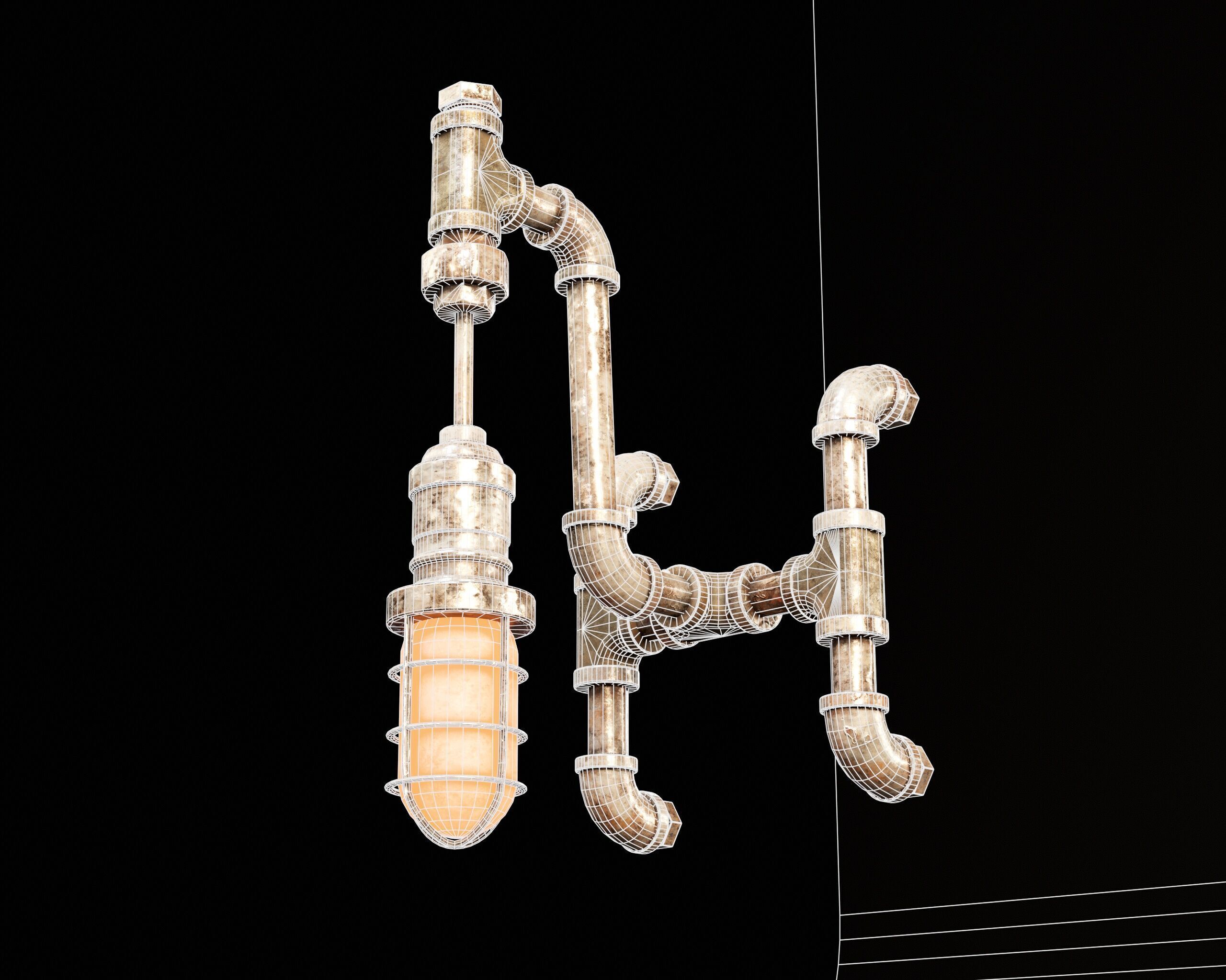 Sci-Fi Utility Light Set Low-poly 3D model_7