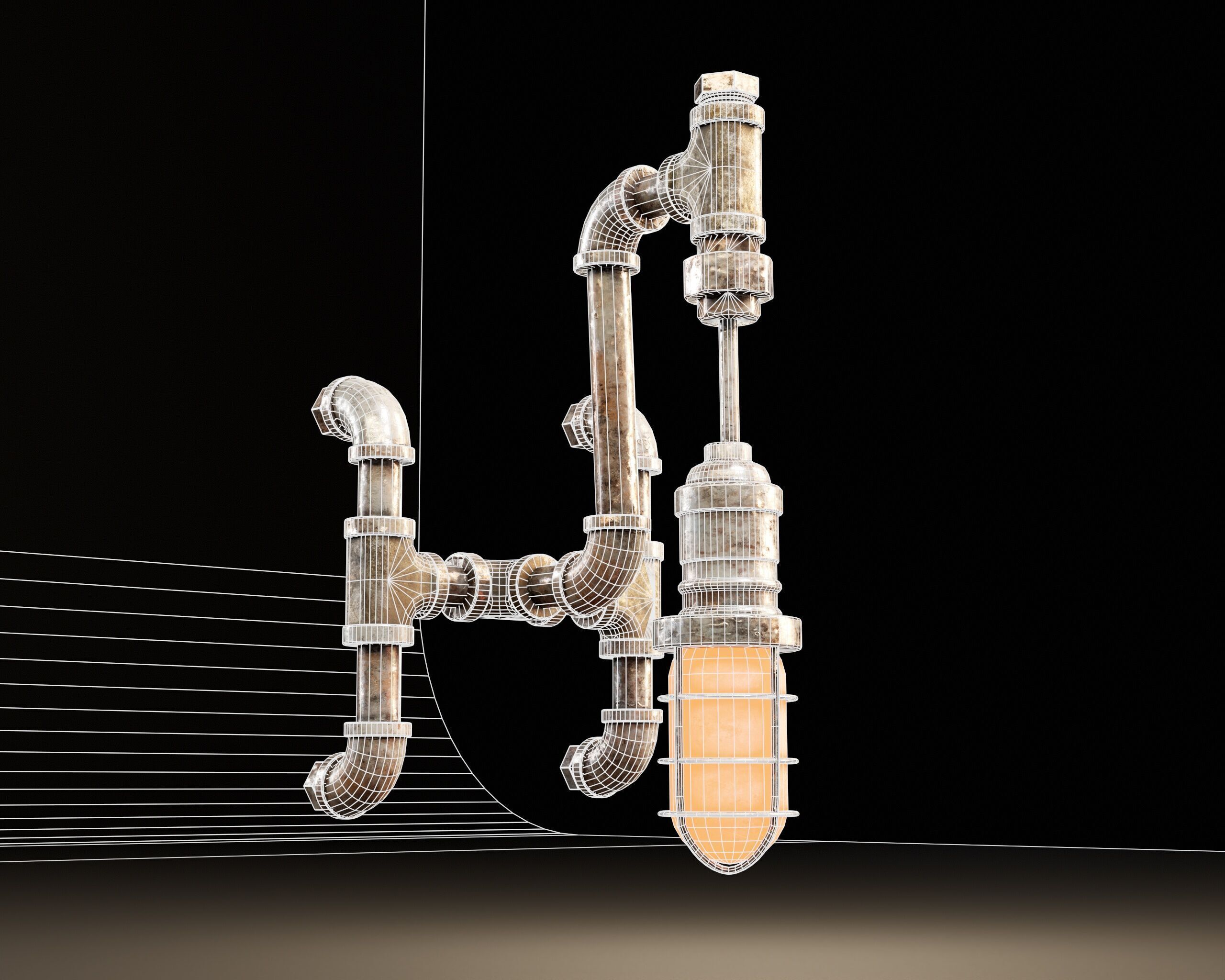 Sci-Fi Utility Light Set Low-poly 3D model_5