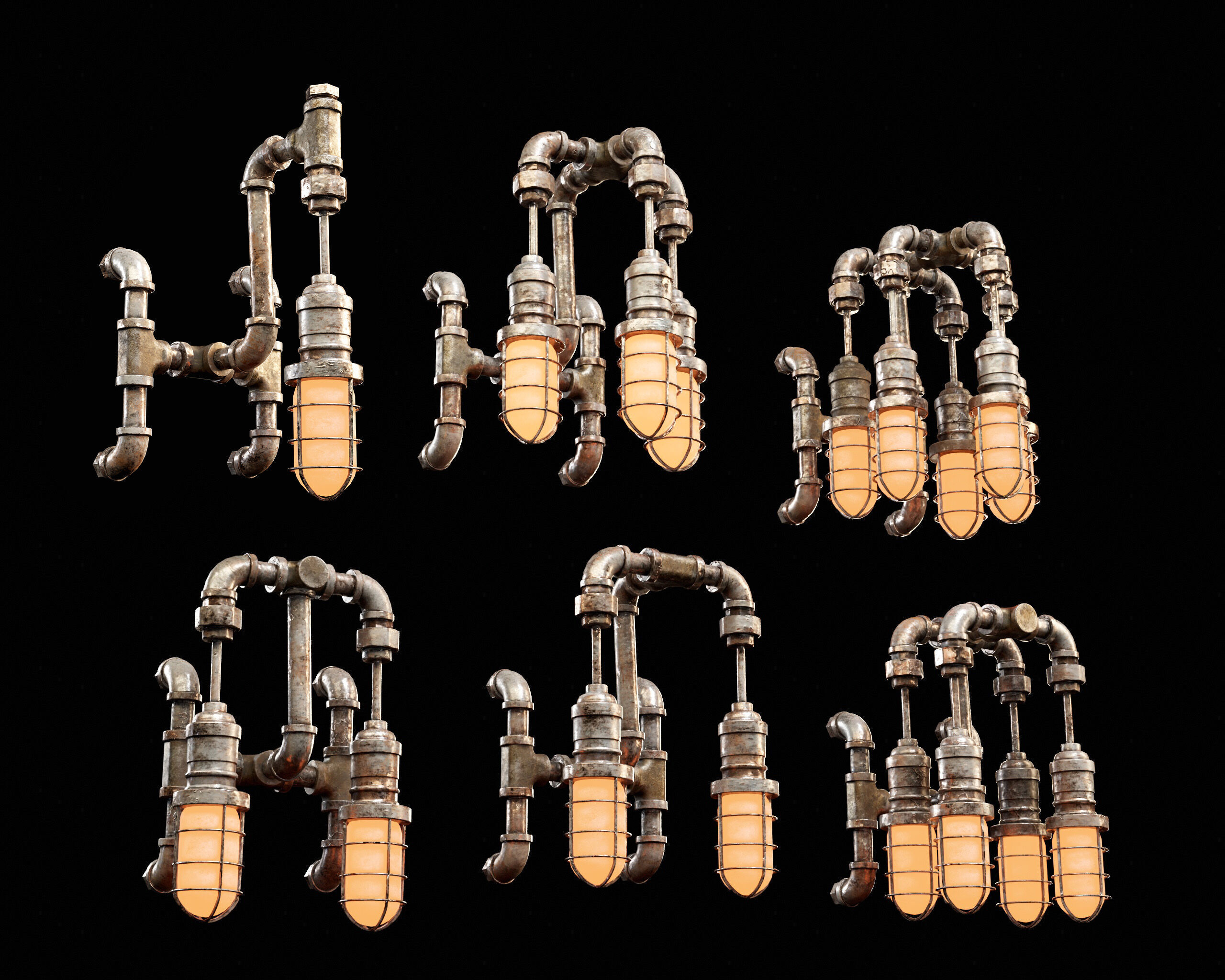 Sci-Fi Utility Light Set Low-poly 3D model_2