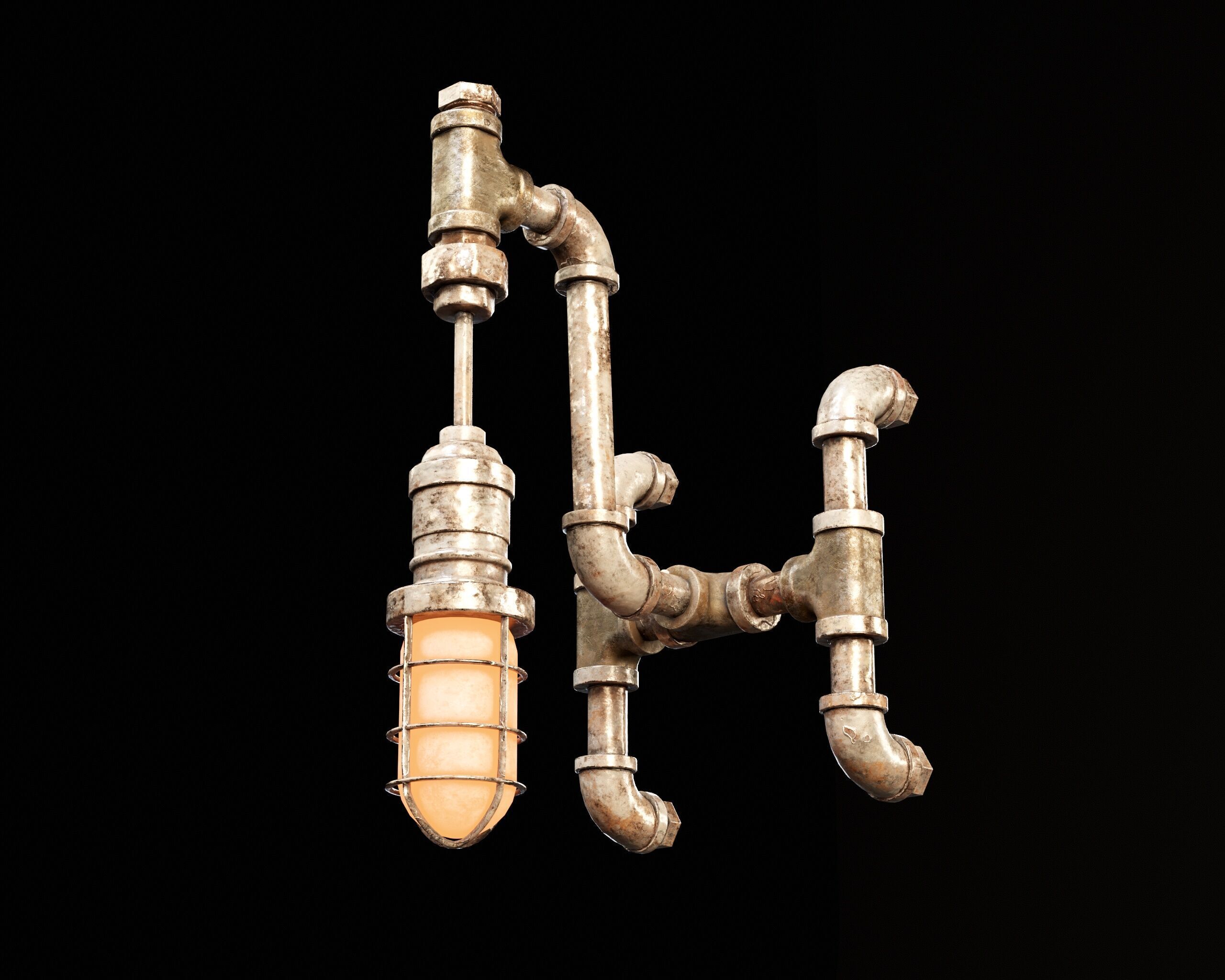 Sci-Fi Utility Light Set Low-poly 3D model_6