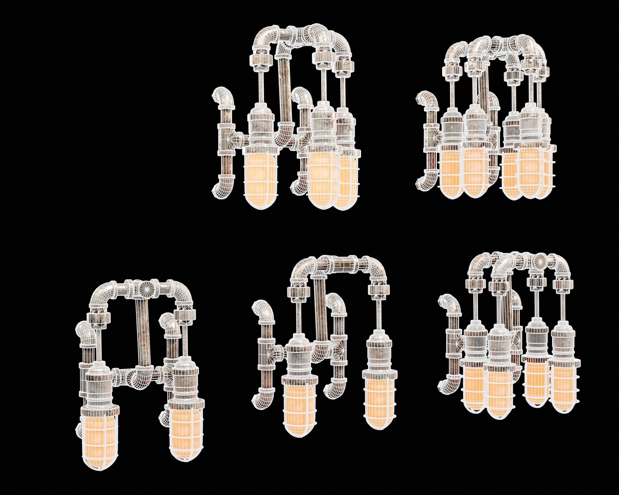 Sci-Fi Utility Light Set Low-poly 3D model_9