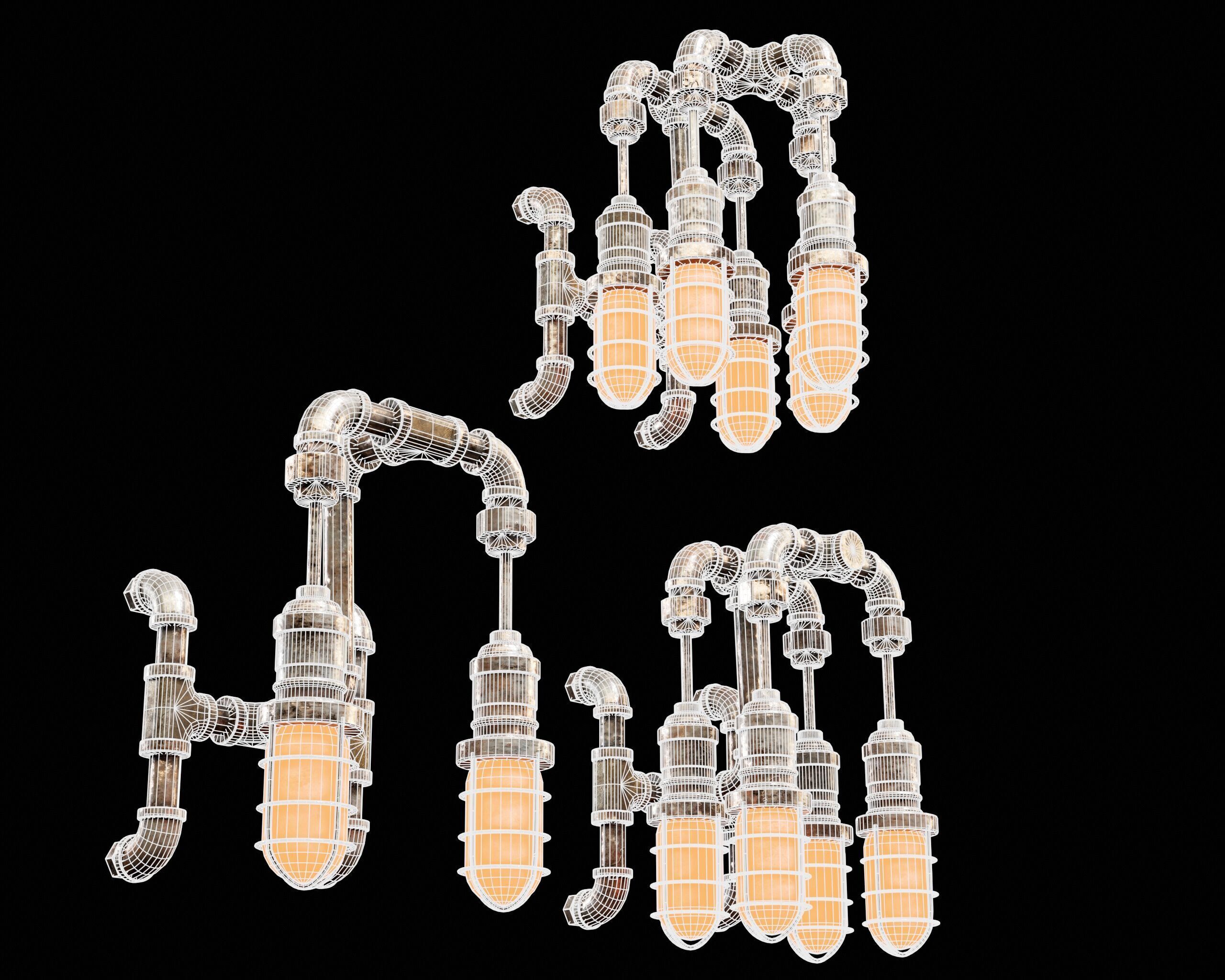 Sci-Fi Utility Light Set Low-poly 3D model_13