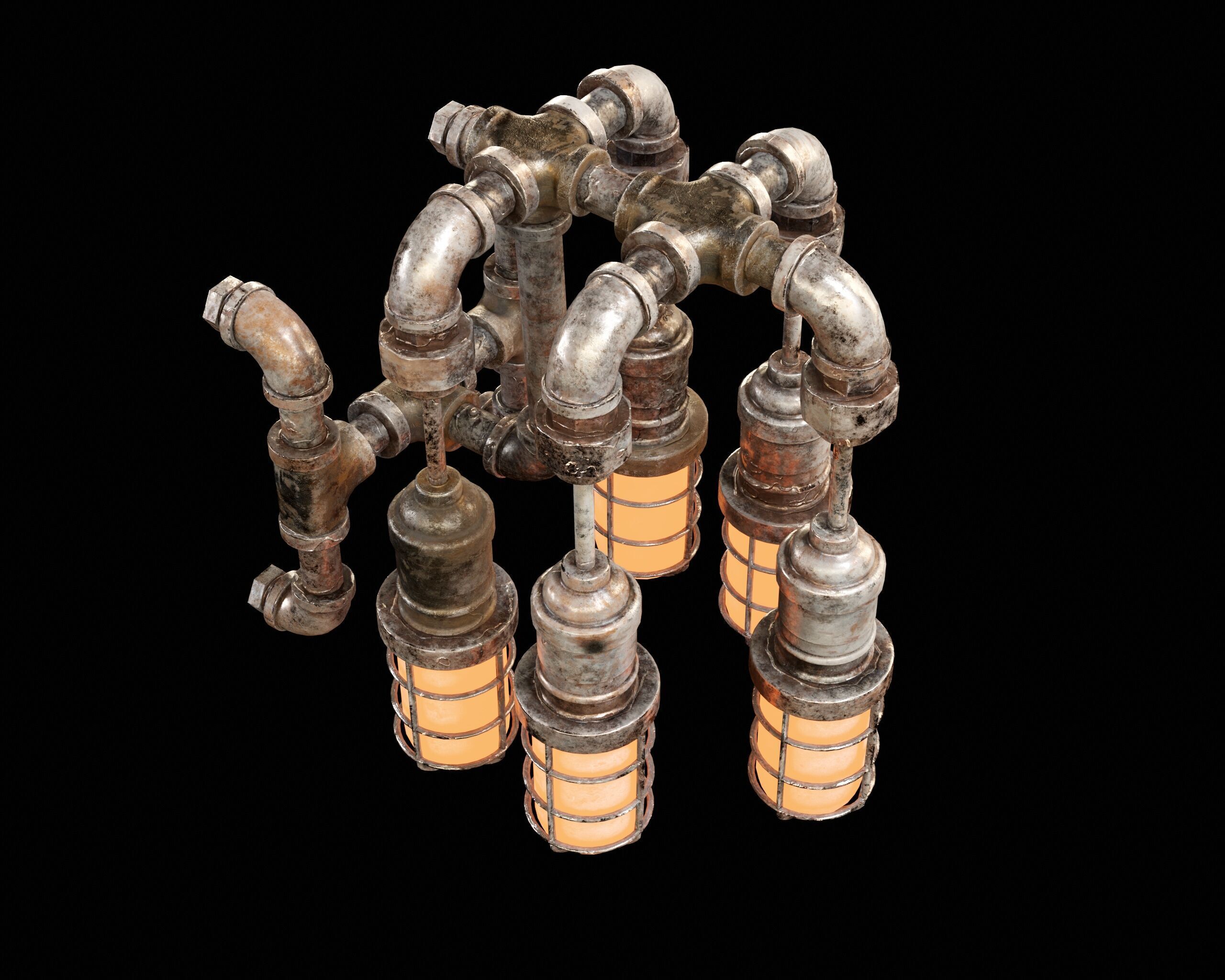 Sci-Fi Utility Light Set Low-poly 3D model_16