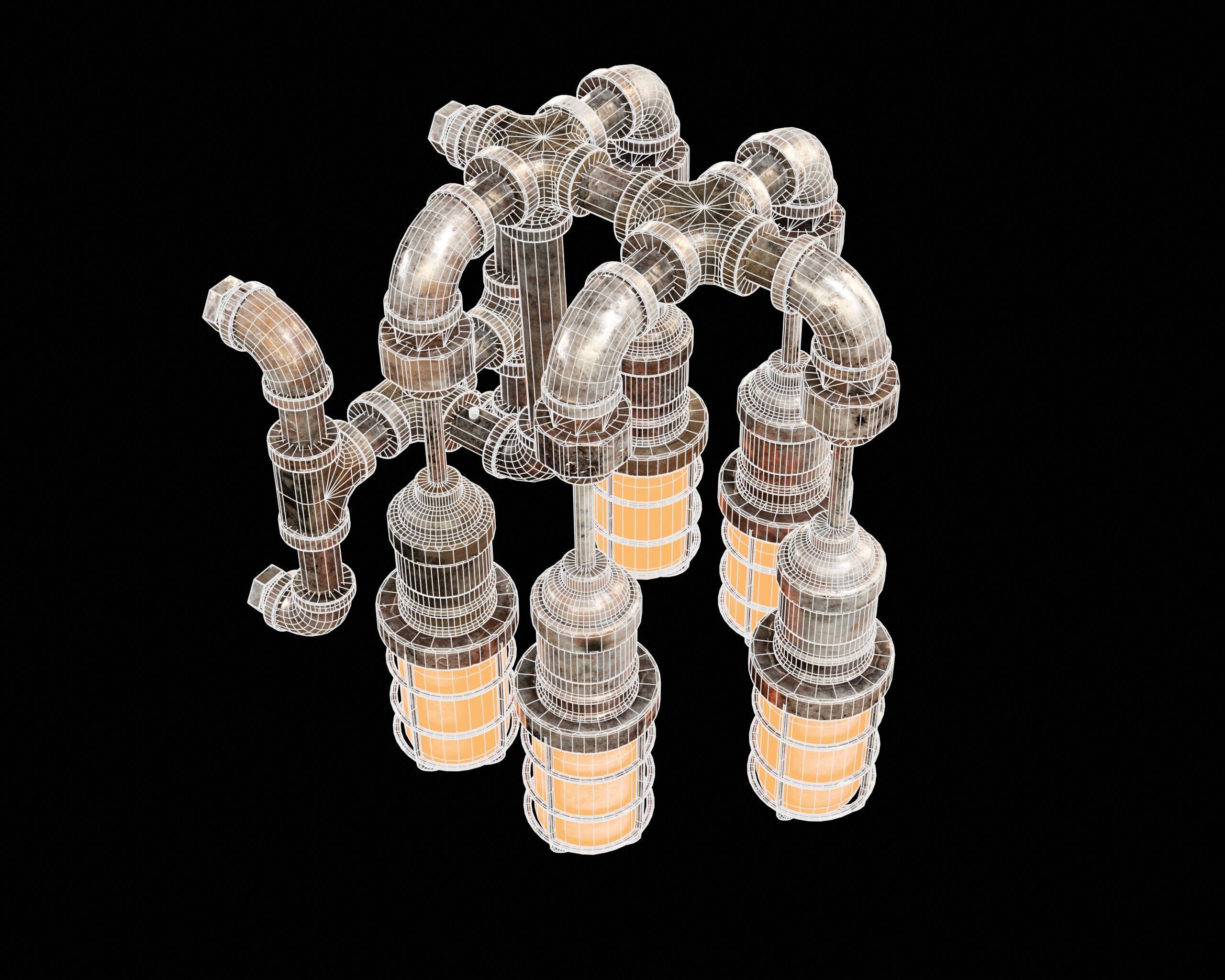 Sci-Fi Utility Light Set Low-poly 3D model_17