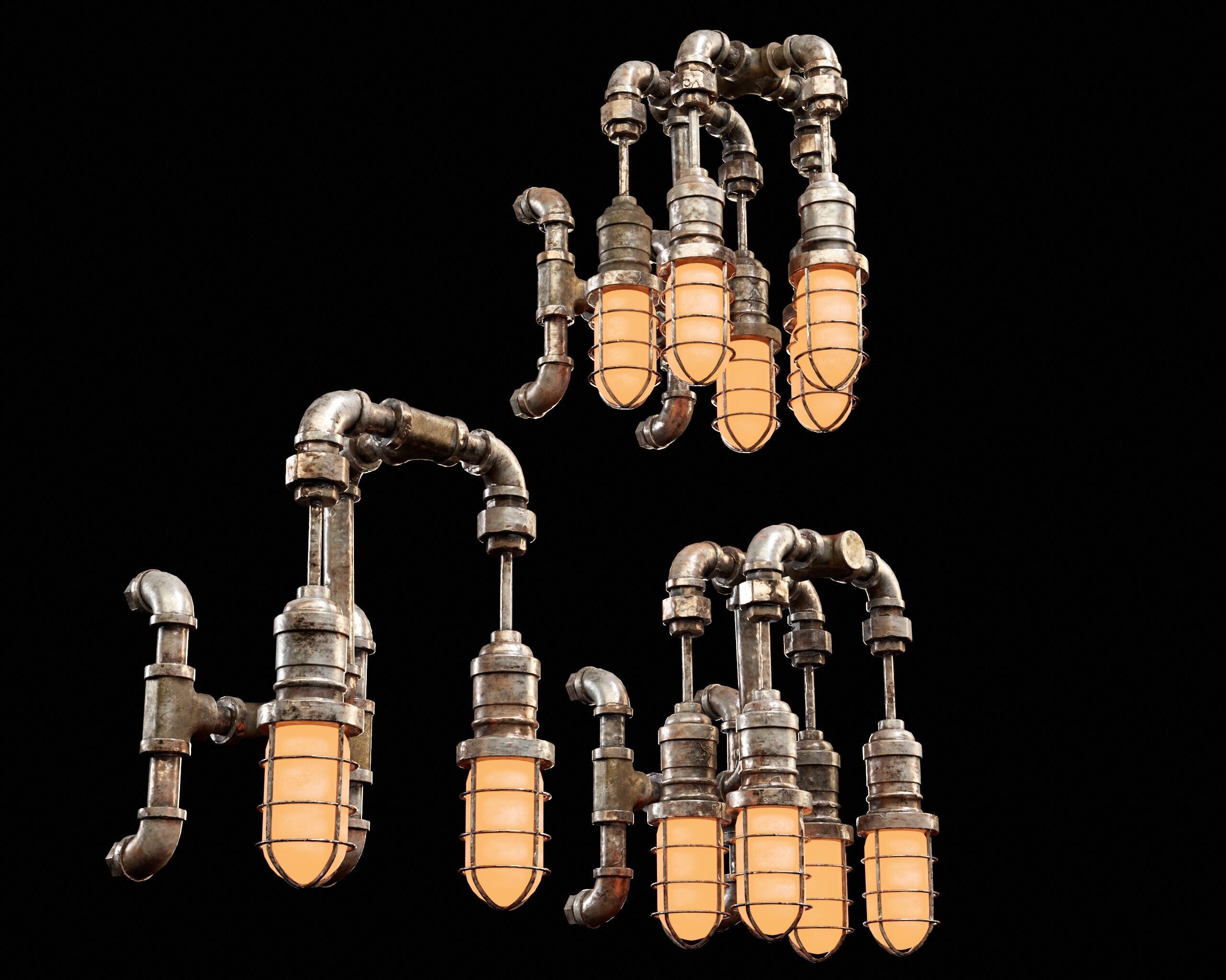 Sci-Fi Utility Light Set Low-poly 3D model_12