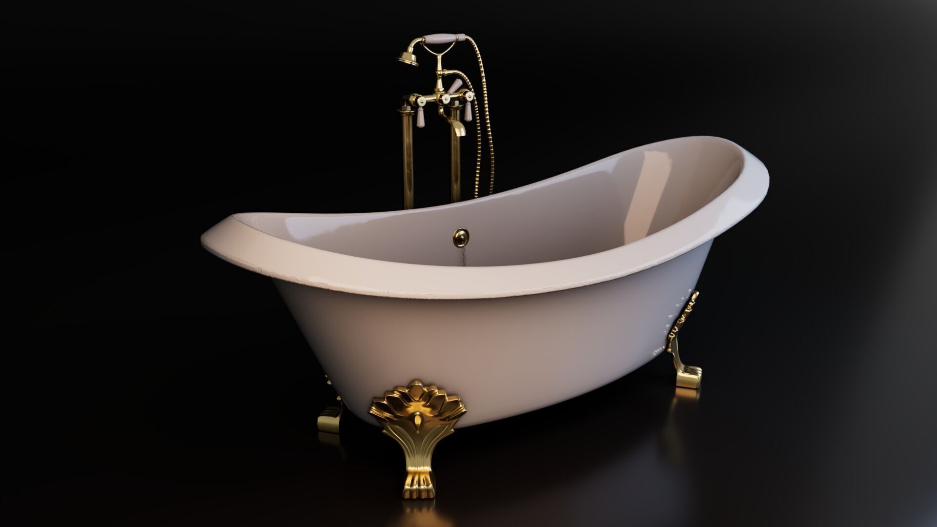 Vintage Bath Tub 3D model_2