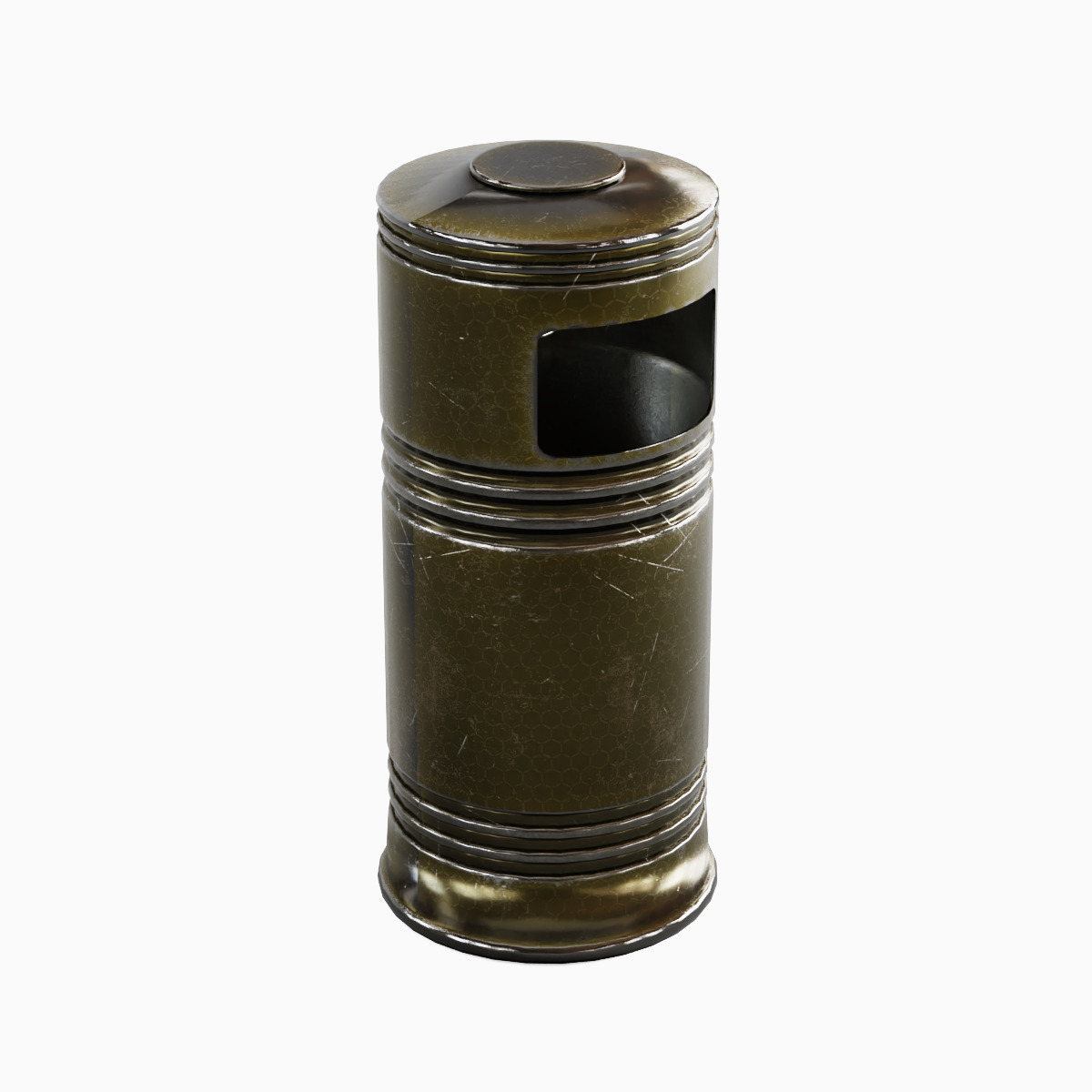 Metal Street Trash Bin 03 Low-poly 3D model_5