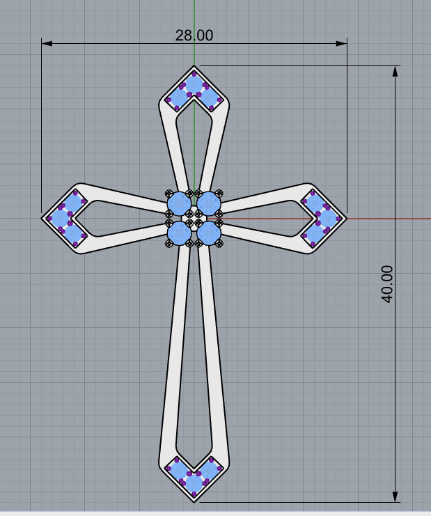 Cross width diamond 3D print model_13