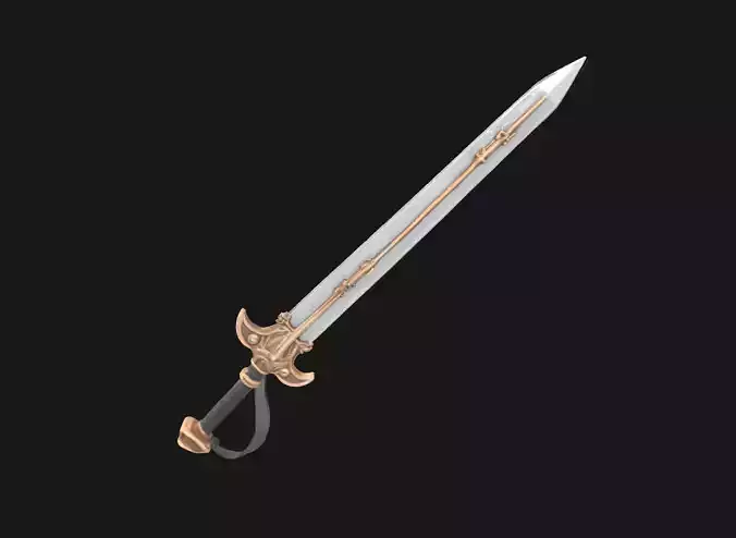Elven Ceremonial Sword High Poly Decorative Blade