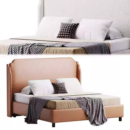 Aurora Wingback Blush Bed 3D model