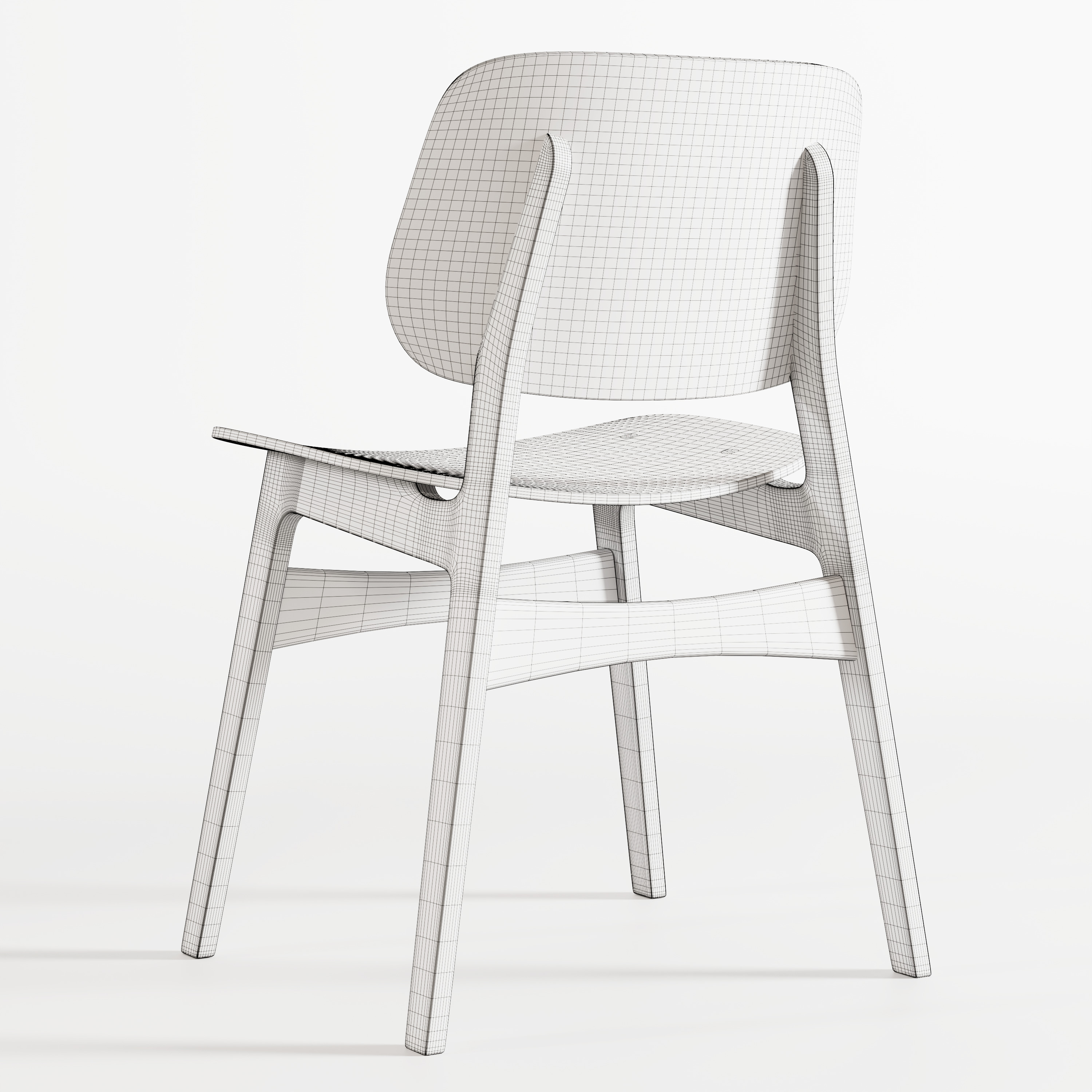 Wooden Chair 3D model_3