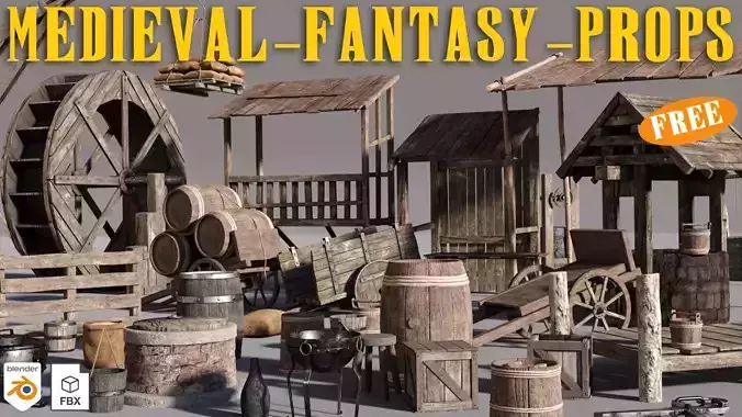 Medieval Fantasy Props Pack  30 Assets  Blender  FBX 4K Textures