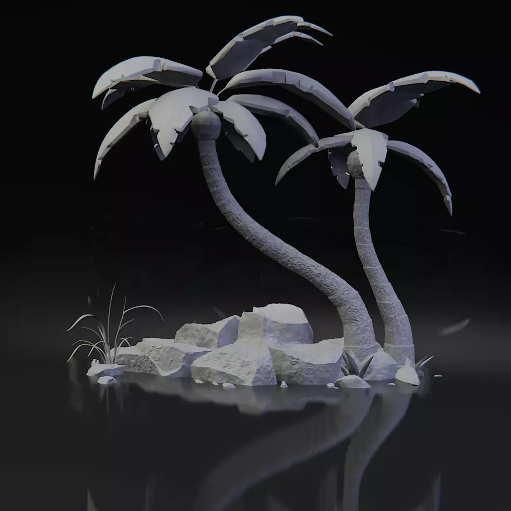 palms with rocks 3d print model 3D print model_0
