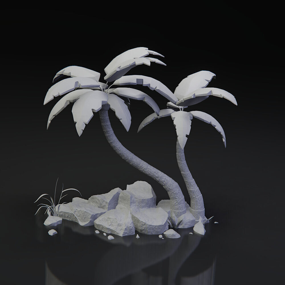 palms with rocks 3d print model 3D print model_6