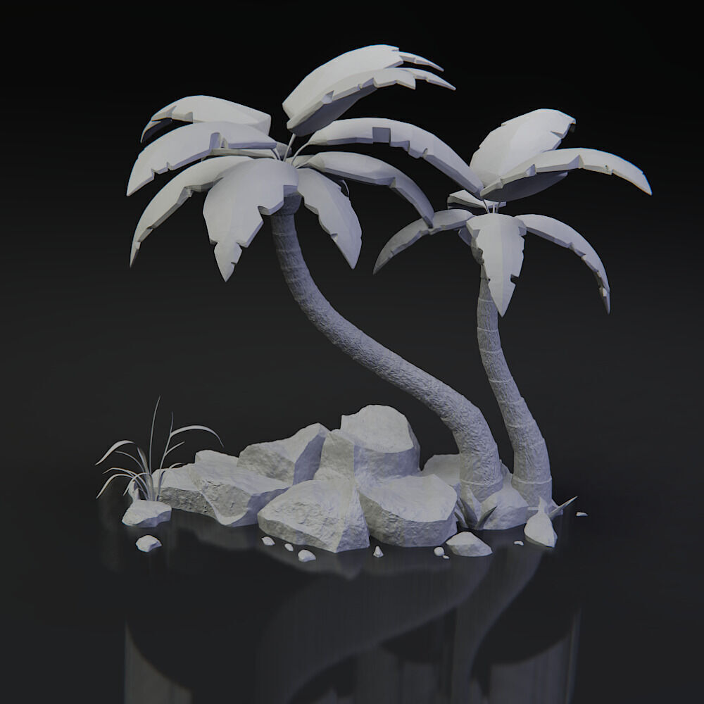 palms with rocks 3d print model 3D print model_1