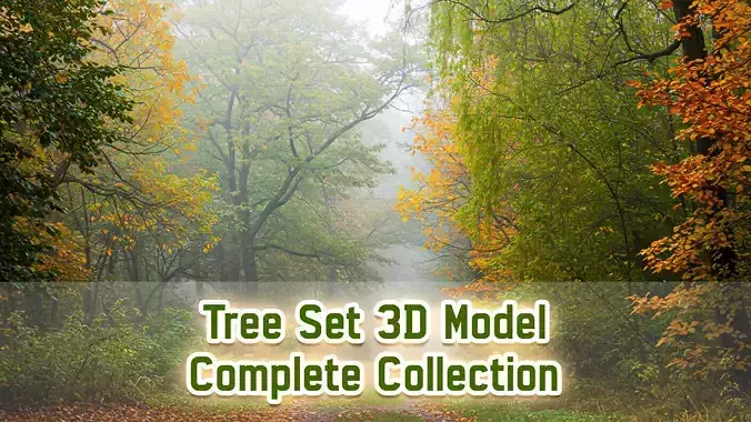 Tree Set 3D Model Complete Collection Low-poly 3D model