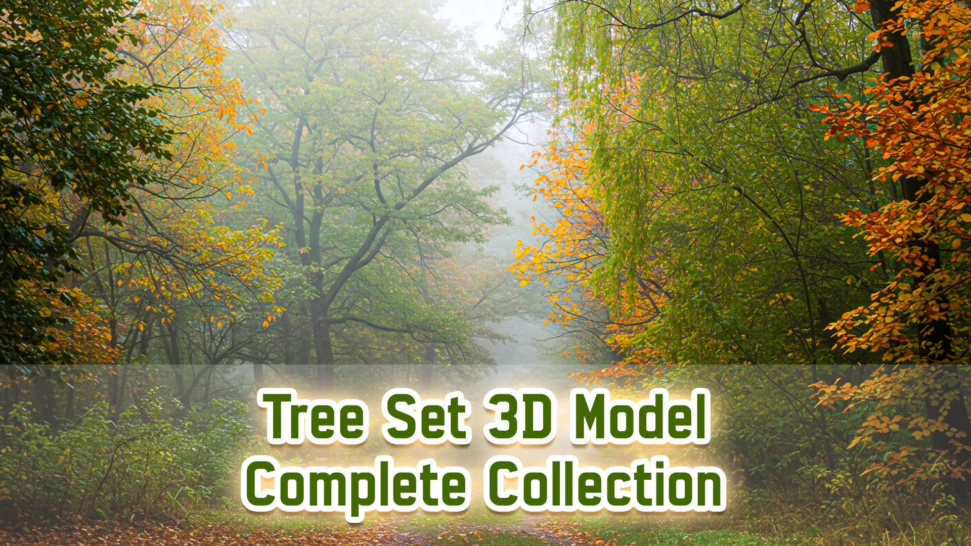 Tree Set 3D Model Complete Collection Low-poly 3D model_0