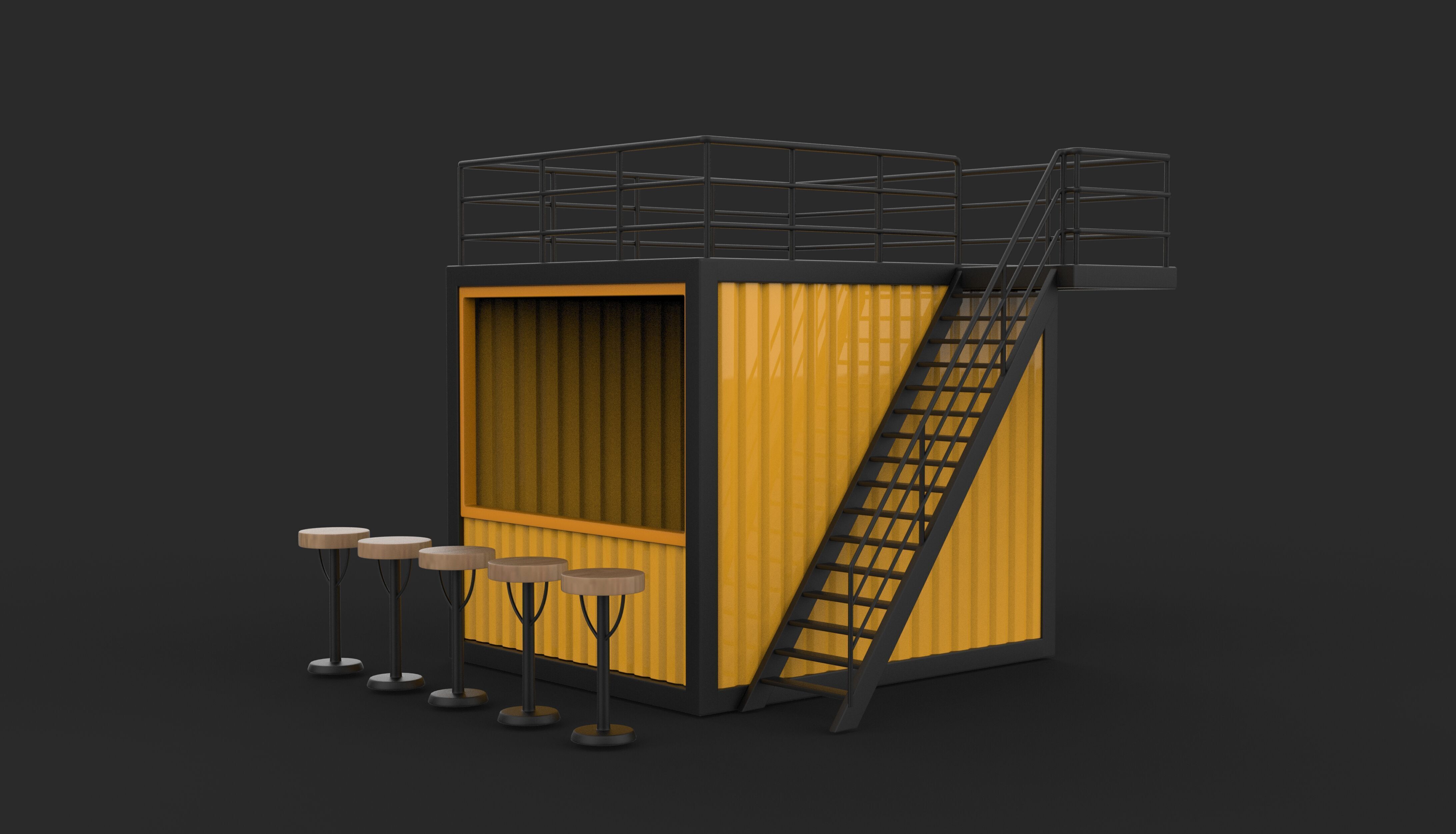 Container Kiosk 3D model_12