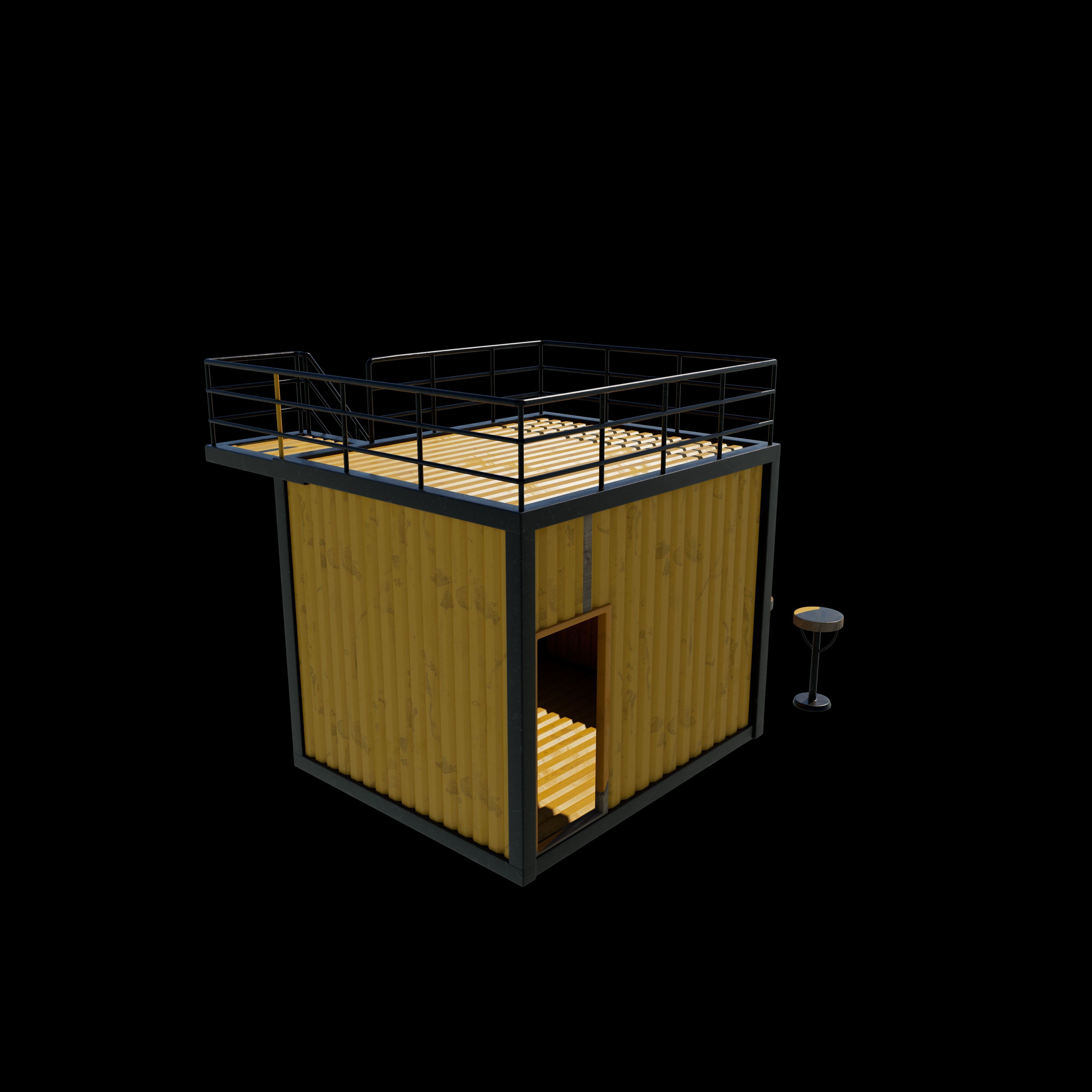 Container Kiosk 3D model_4