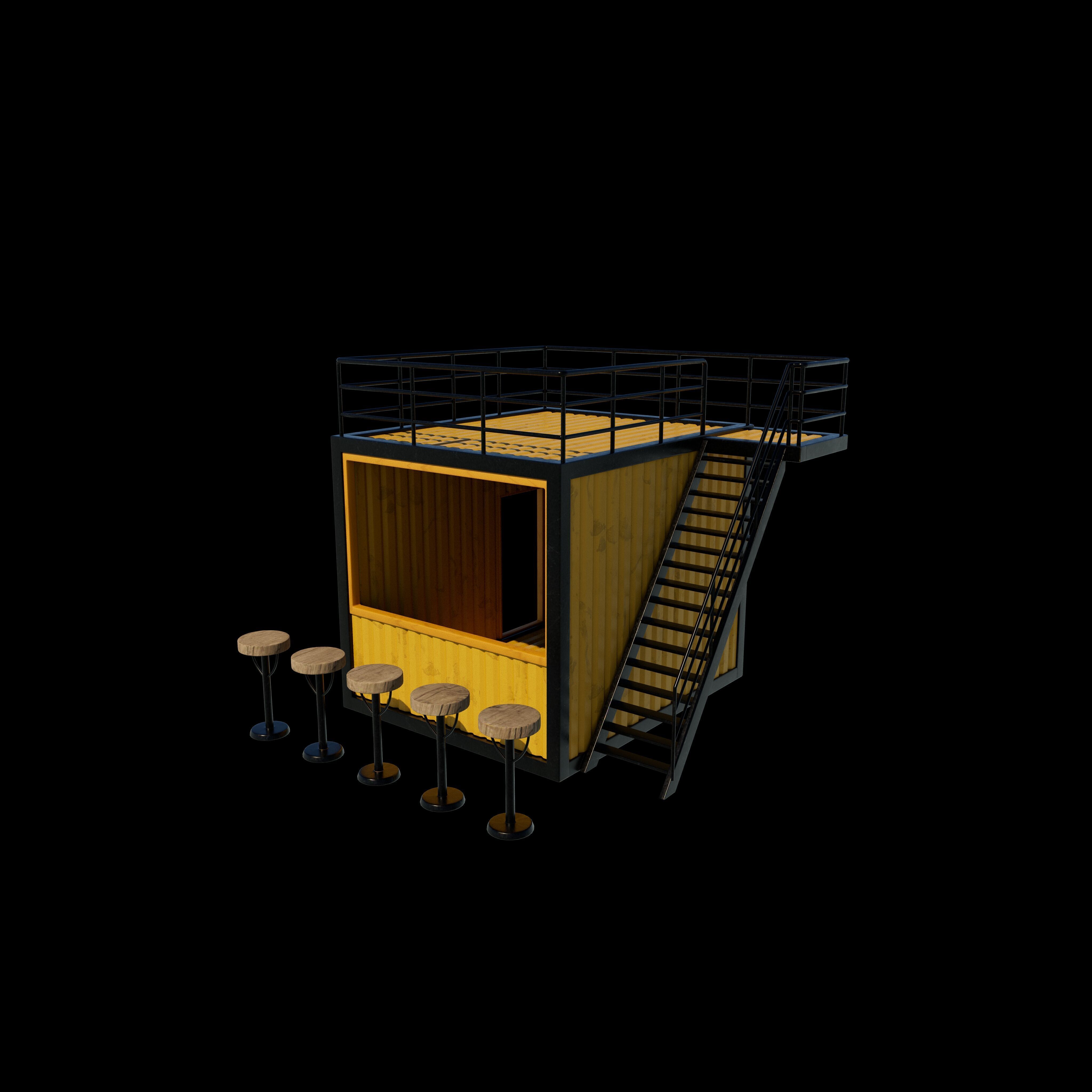 Container Kiosk 3D model_2
