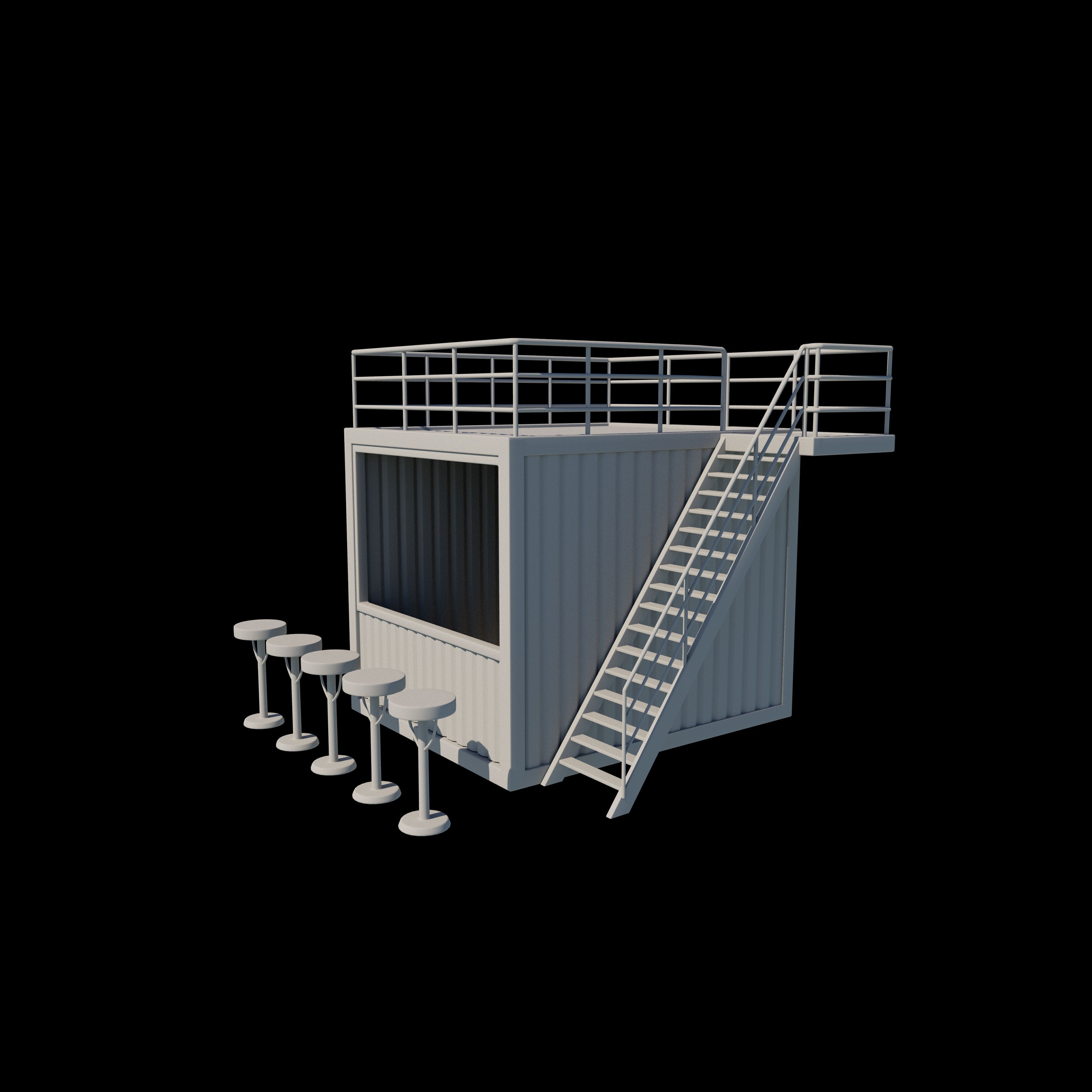 Container Kiosk 3D model_5