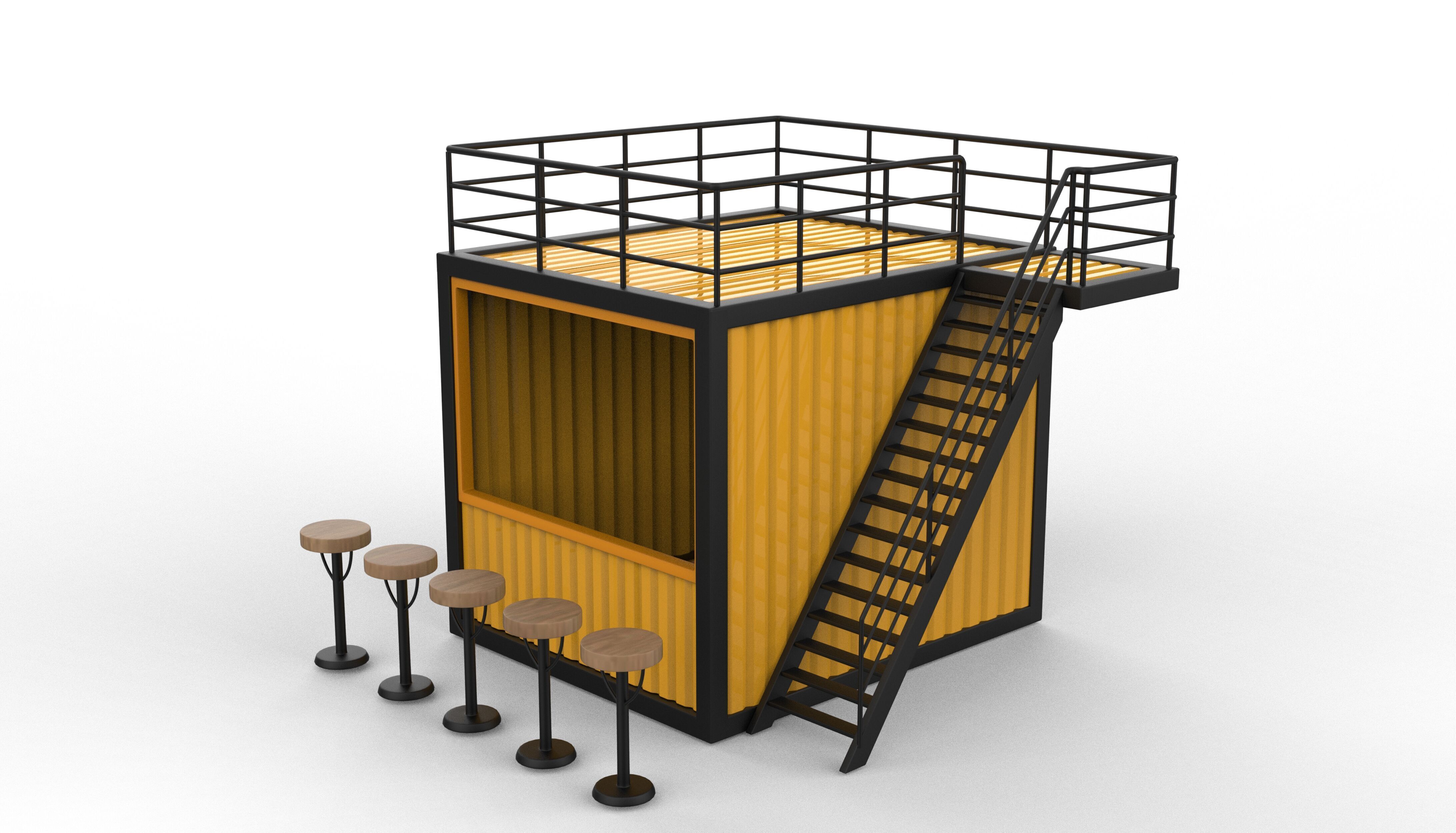 Container Kiosk 3D model_9