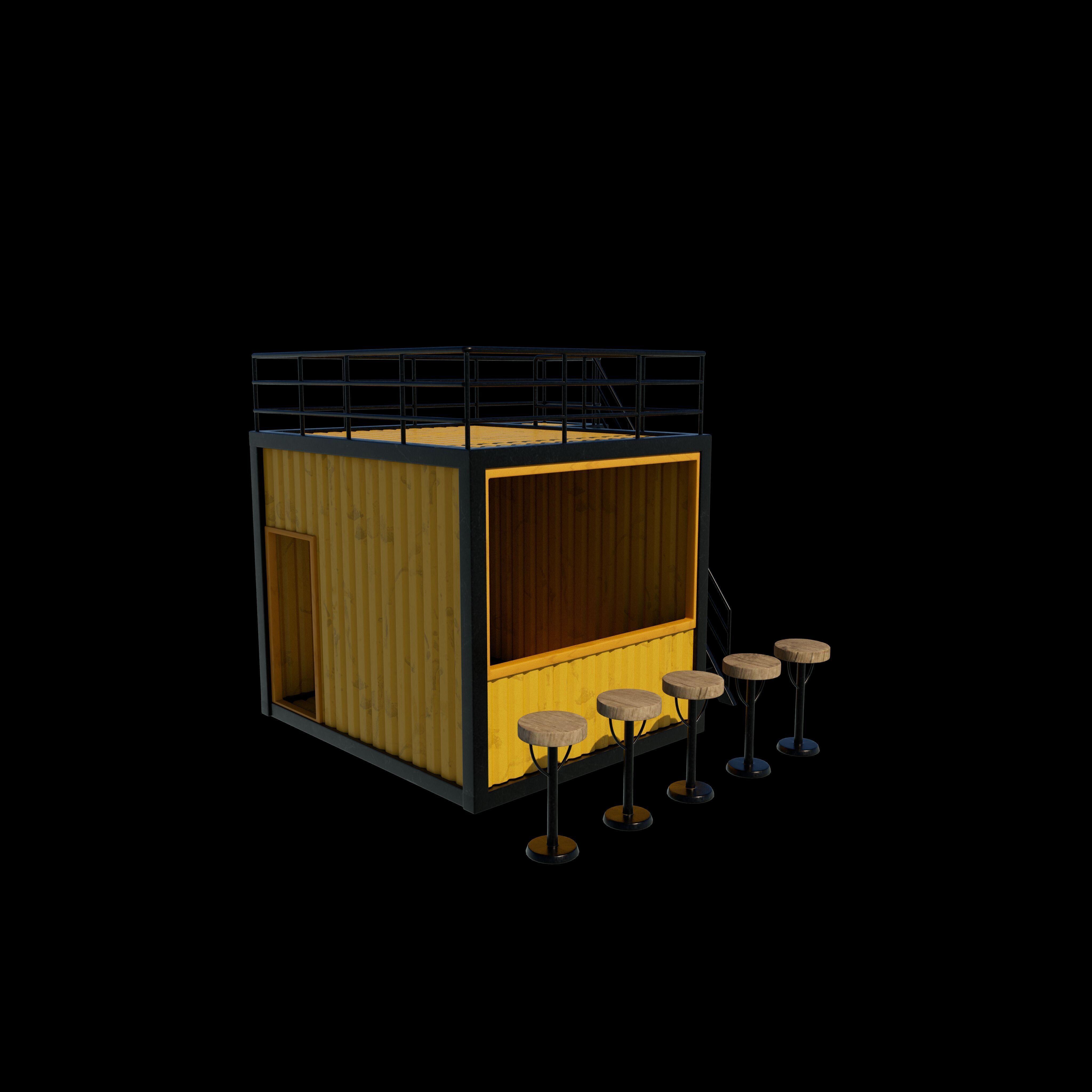 Container Kiosk 3D model_7
