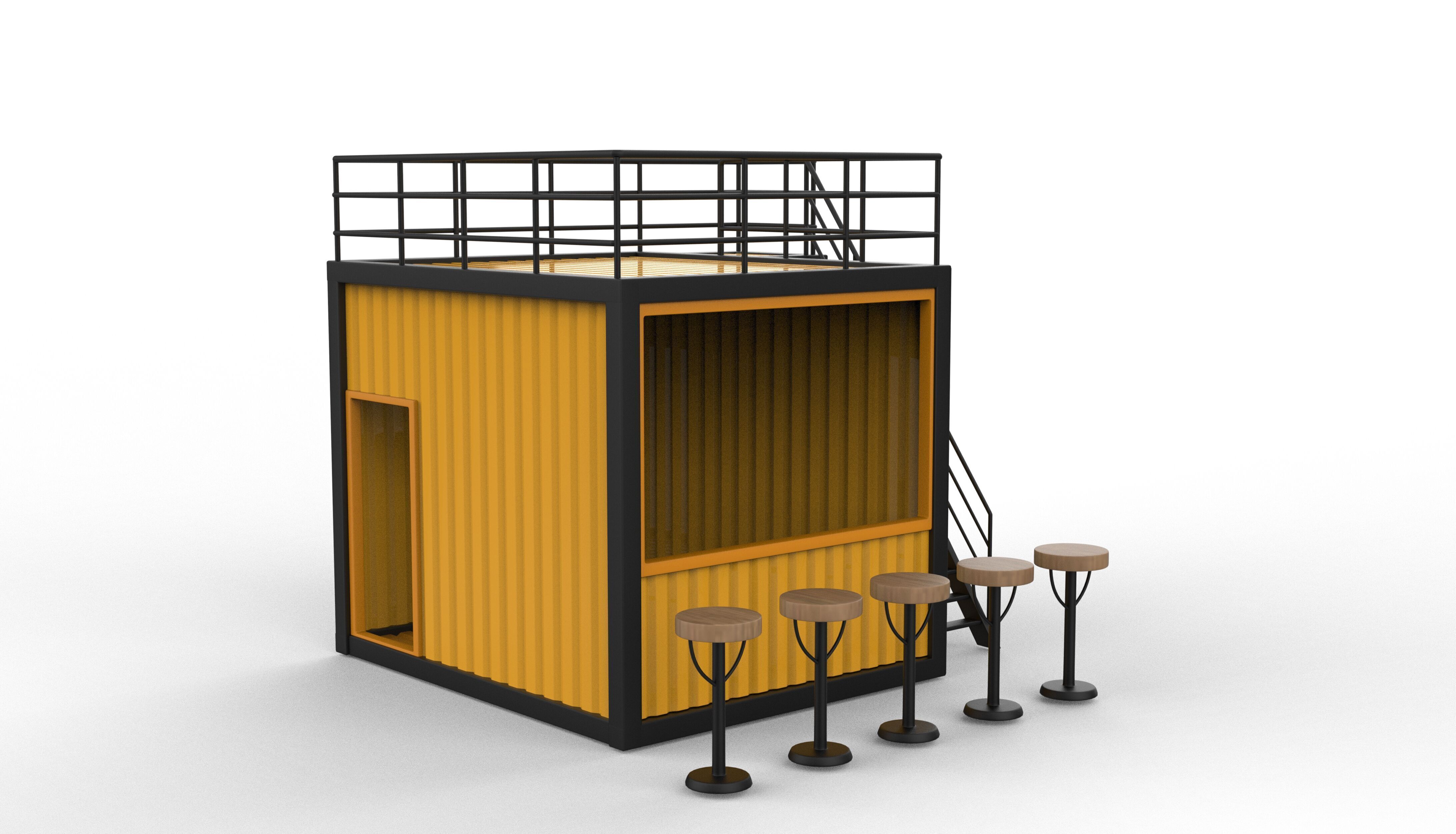 Container Kiosk 3D model_6