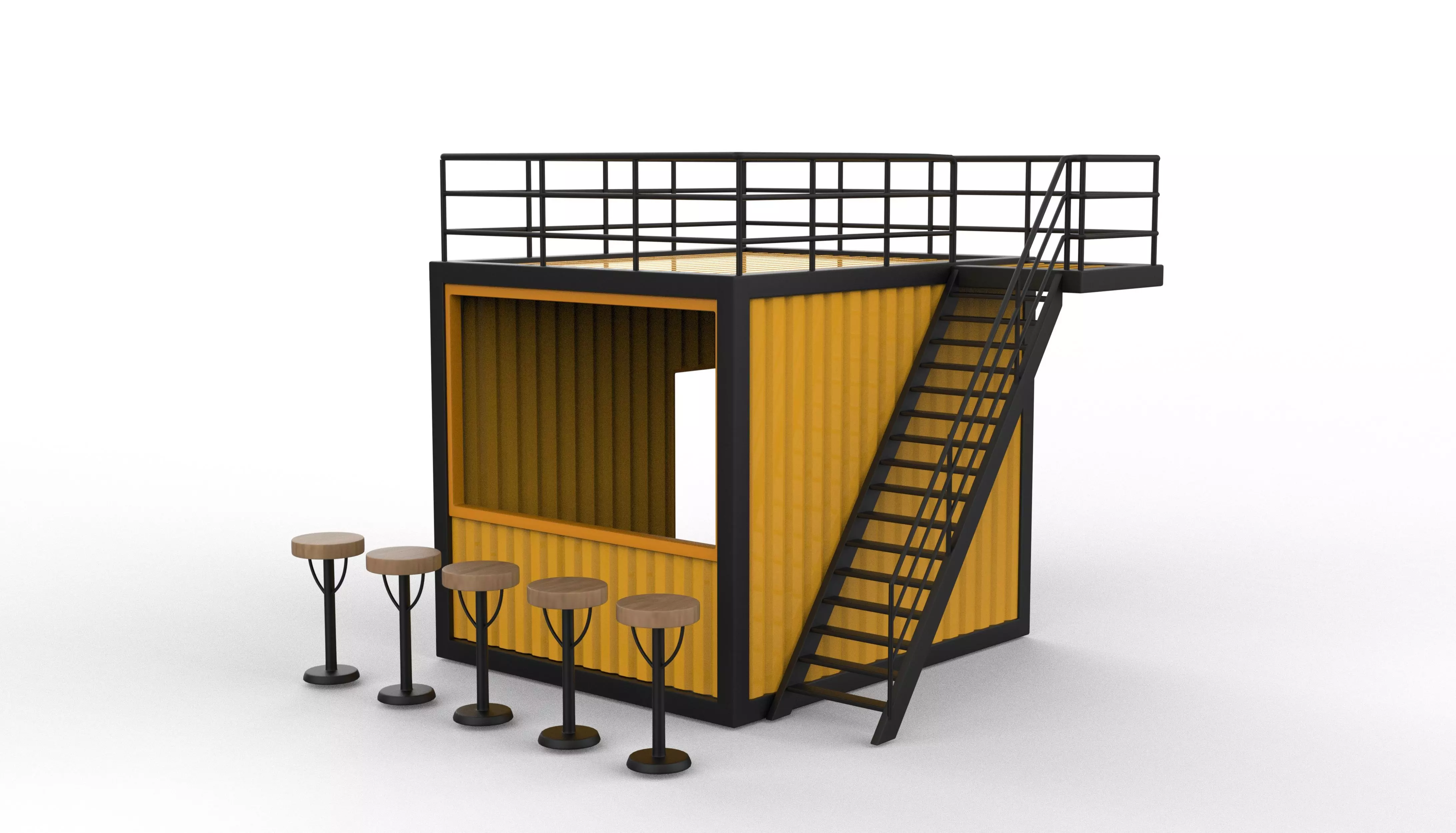 Container Kiosk 3D model_0