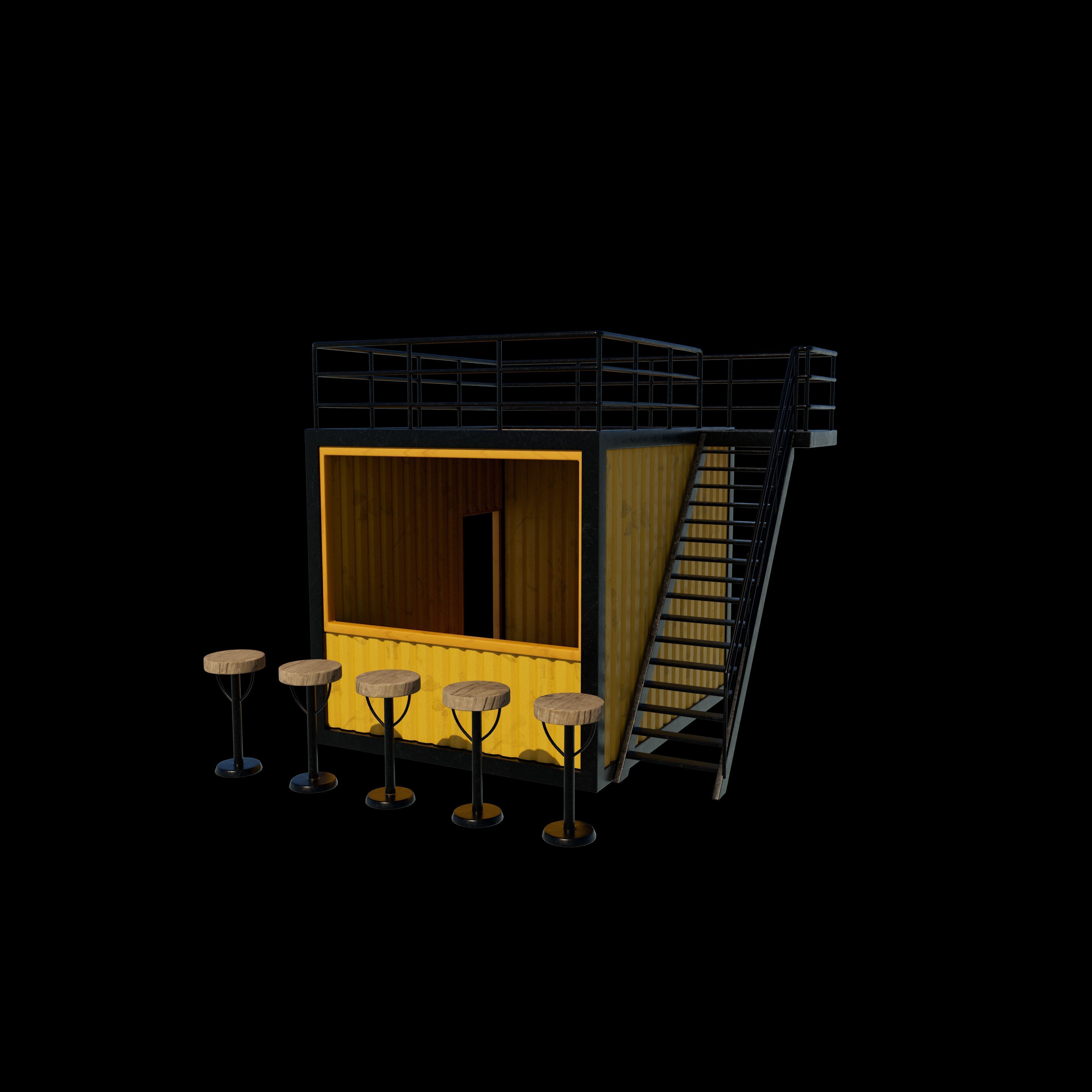 Container Kiosk 3D model_8