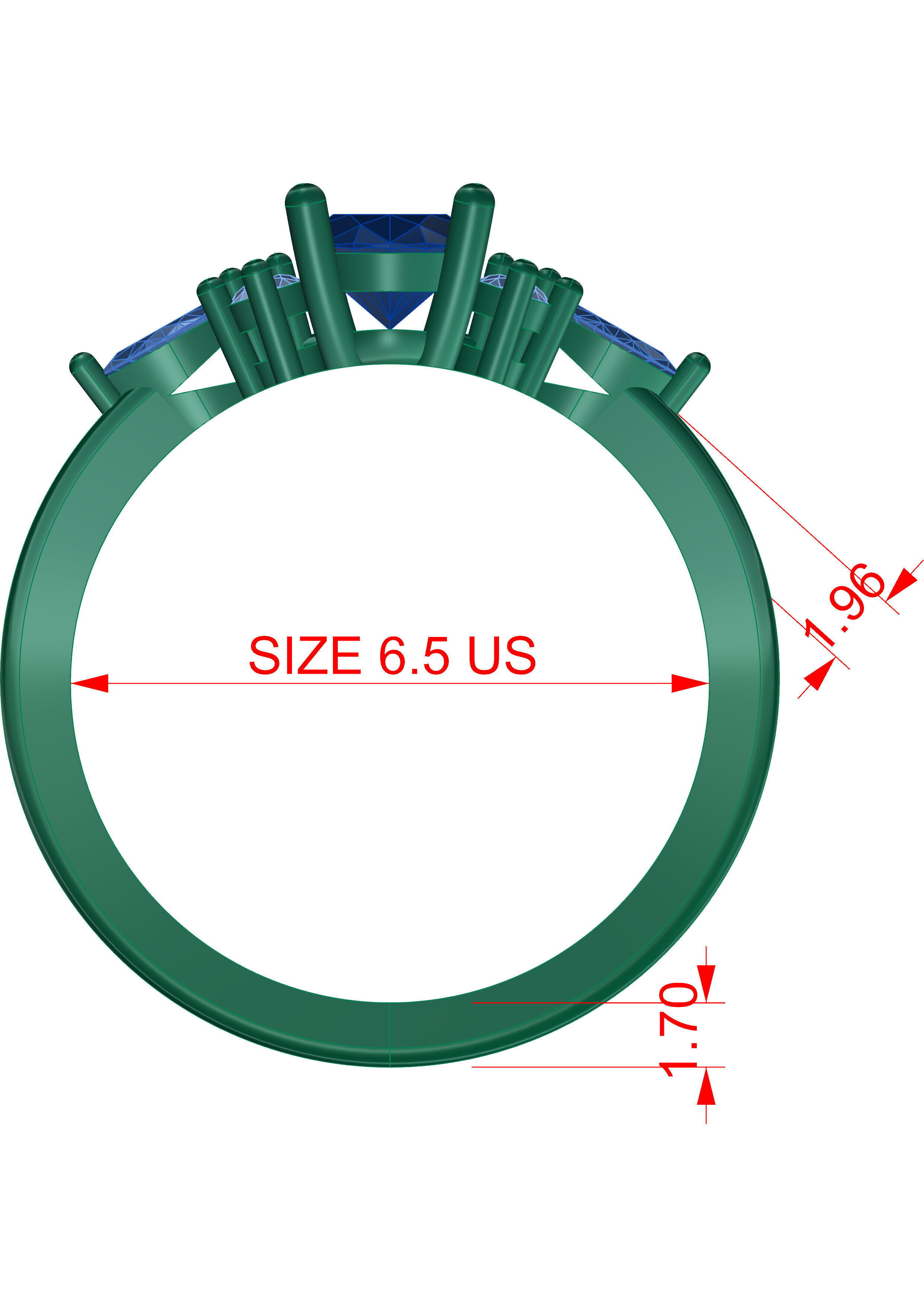 Oval engagement Ring 3D print model_4