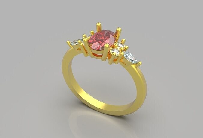 Oval engagement Ring 3D print model