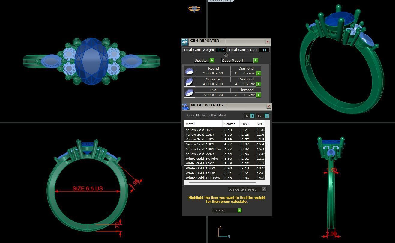 Oval engagement Ring 3D print model_7