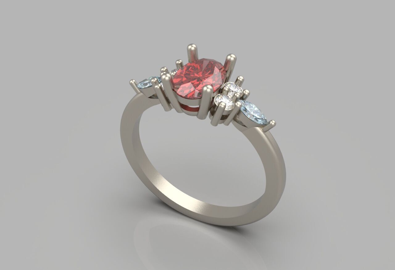 Oval engagement Ring 3D print model_1