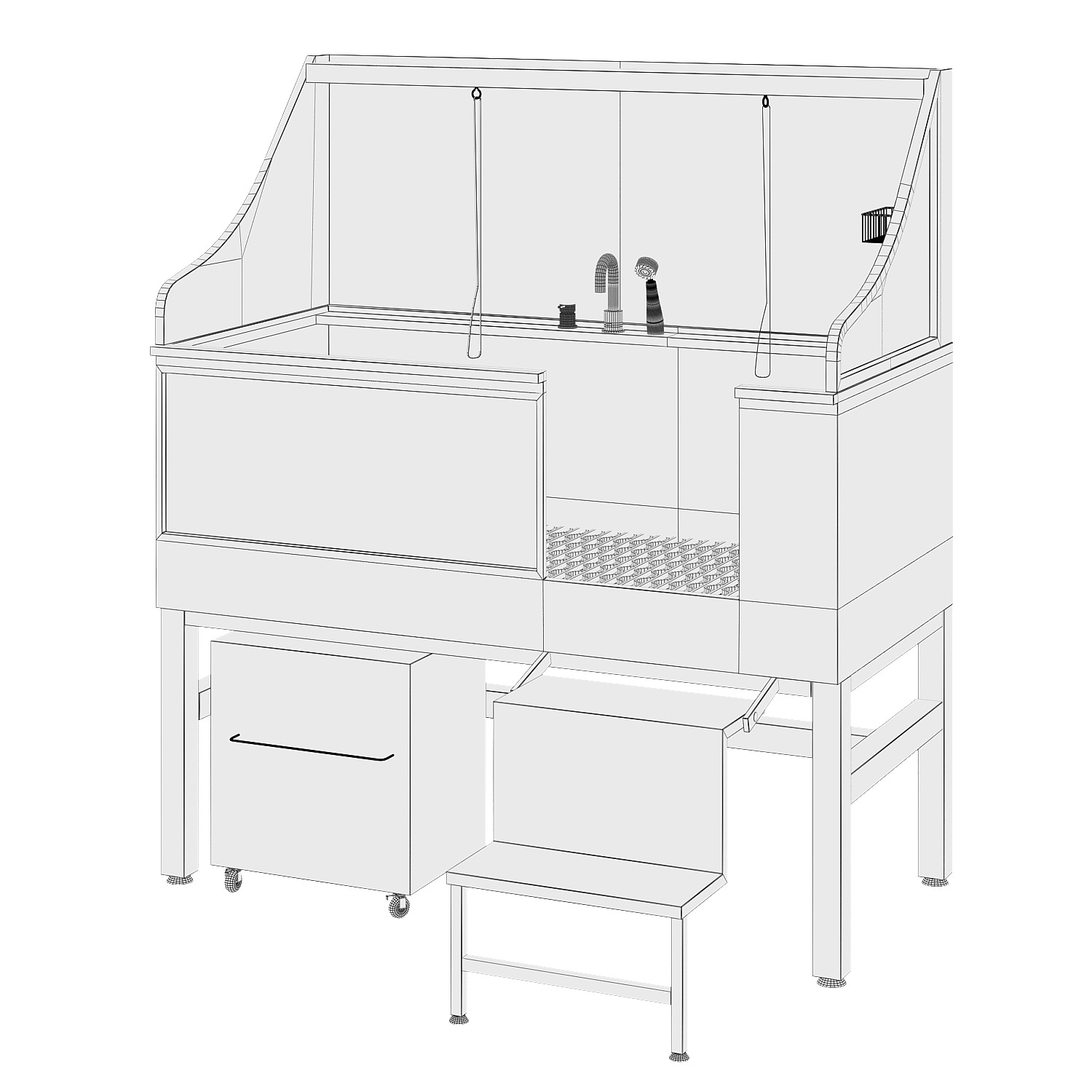 Professional Dog Wash Bath 3 3D model_3