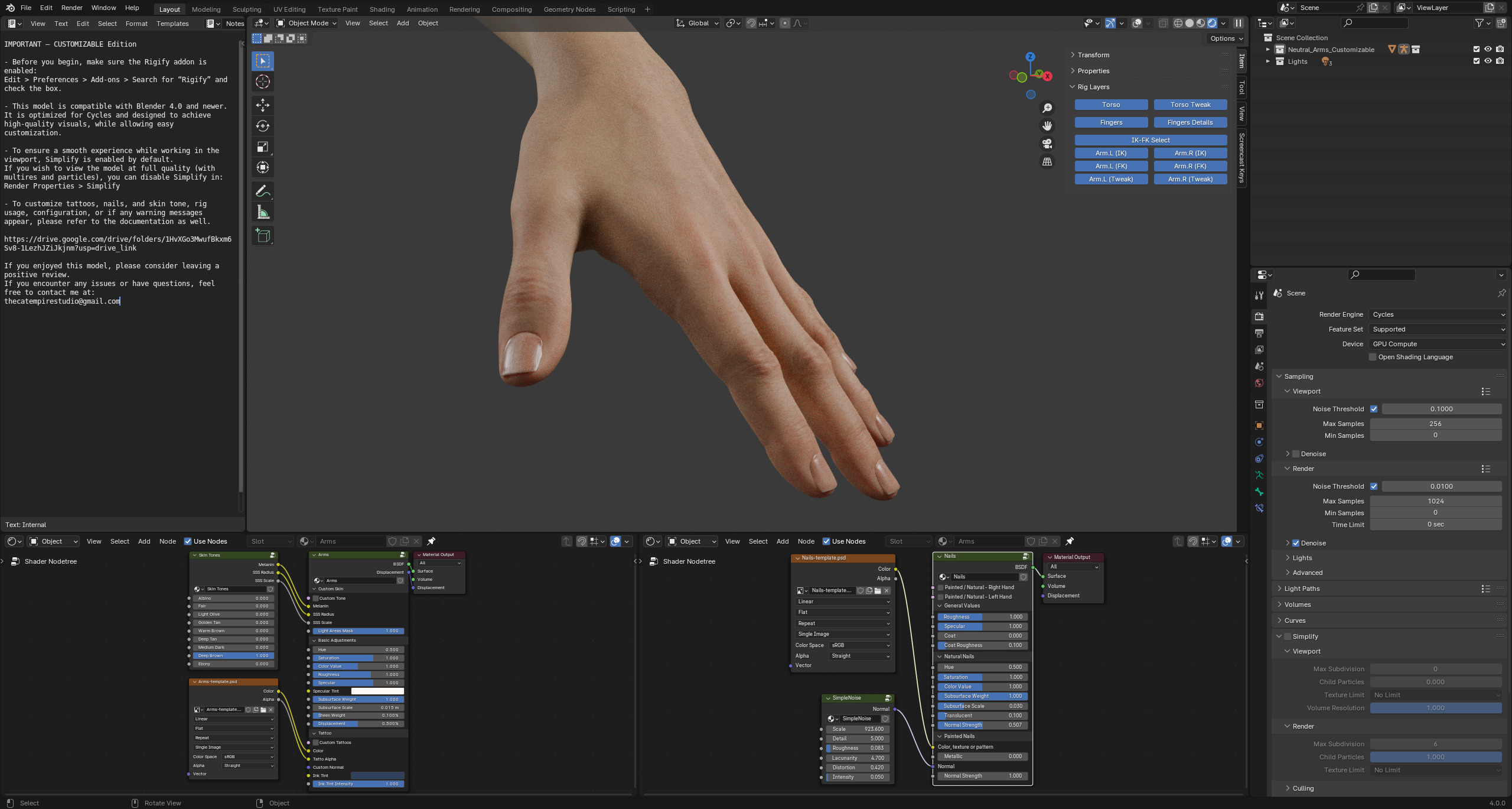 Realistic Neutral Arms - Customizable Edition 3D model_13