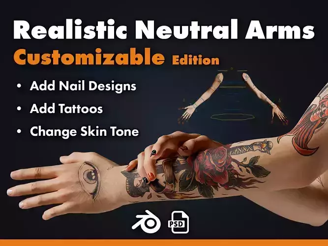 Realistic Neutral Arms - Customizable Edition 3D model