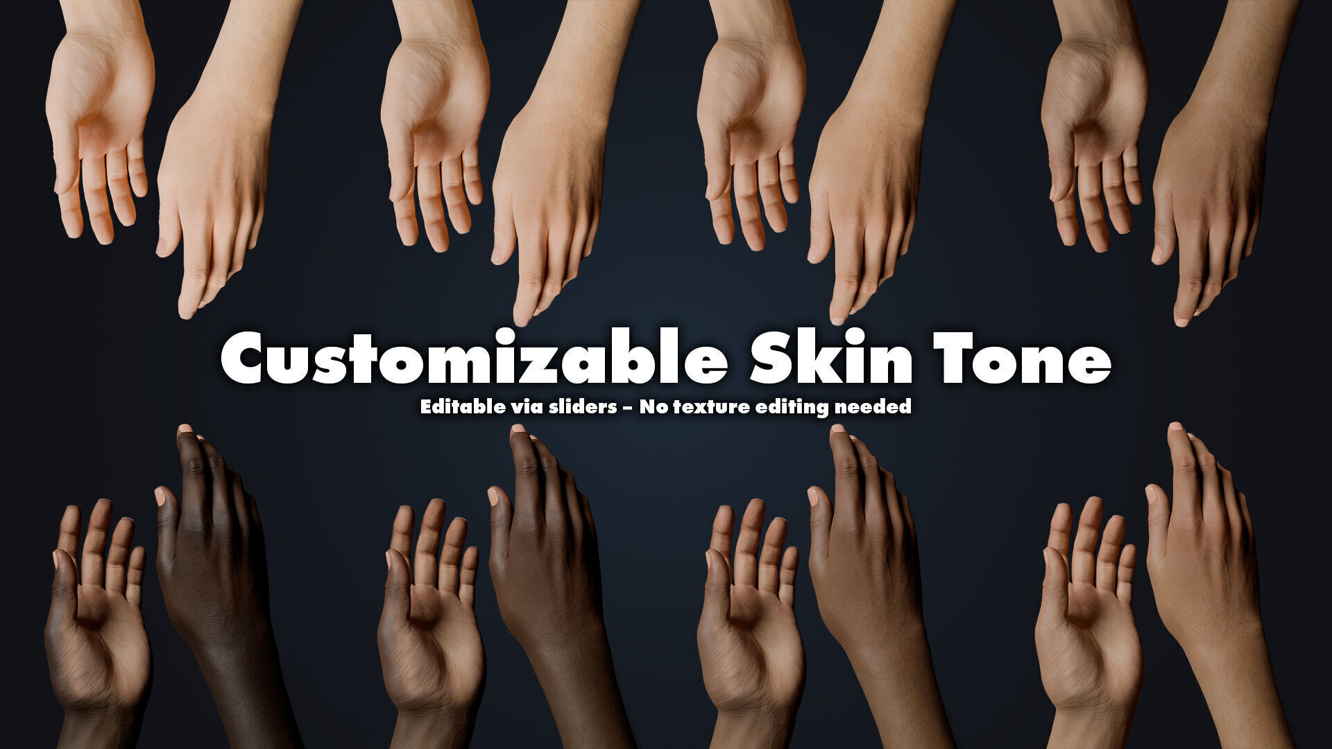 Realistic Neutral Arms - Customizable Edition 3D model_3